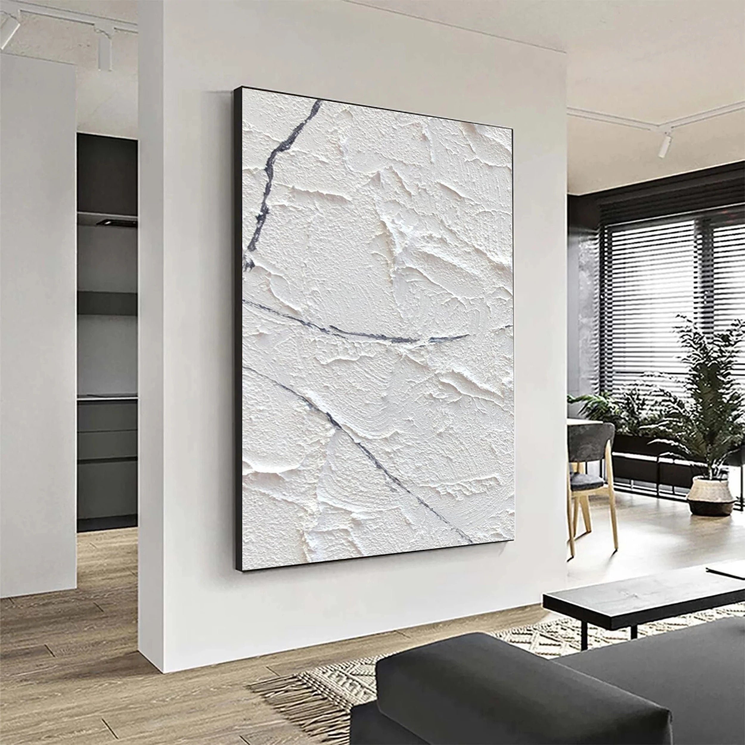 White Minimalist Textured Painting Canvas #MM142