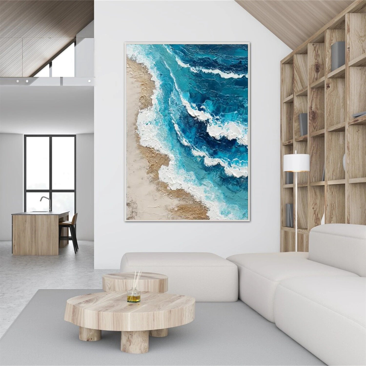 Ocean And Sky Abstract Textured Canvas Art #OS346
