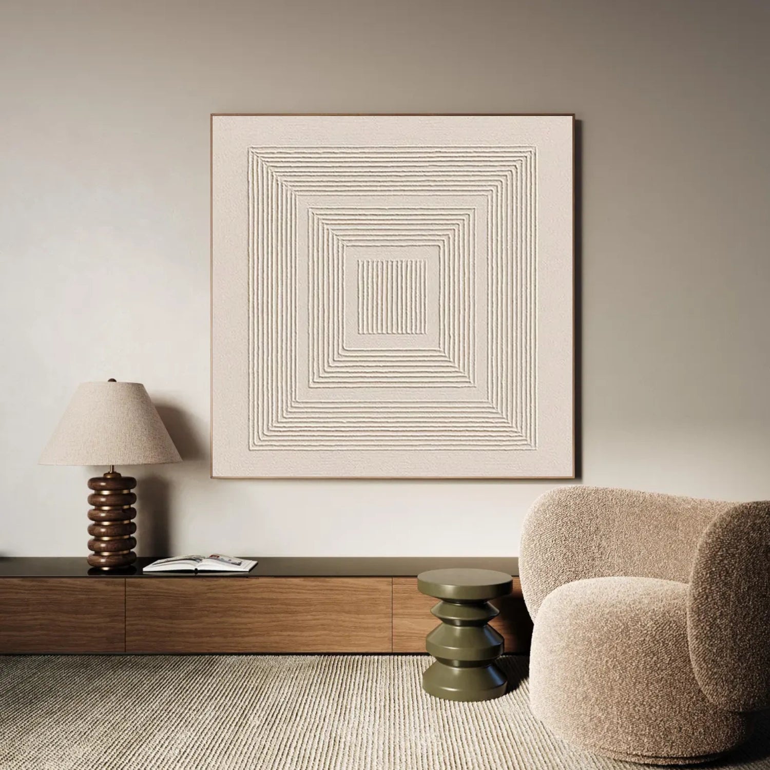Beige Minimalist Texture Canvas Art #MM399