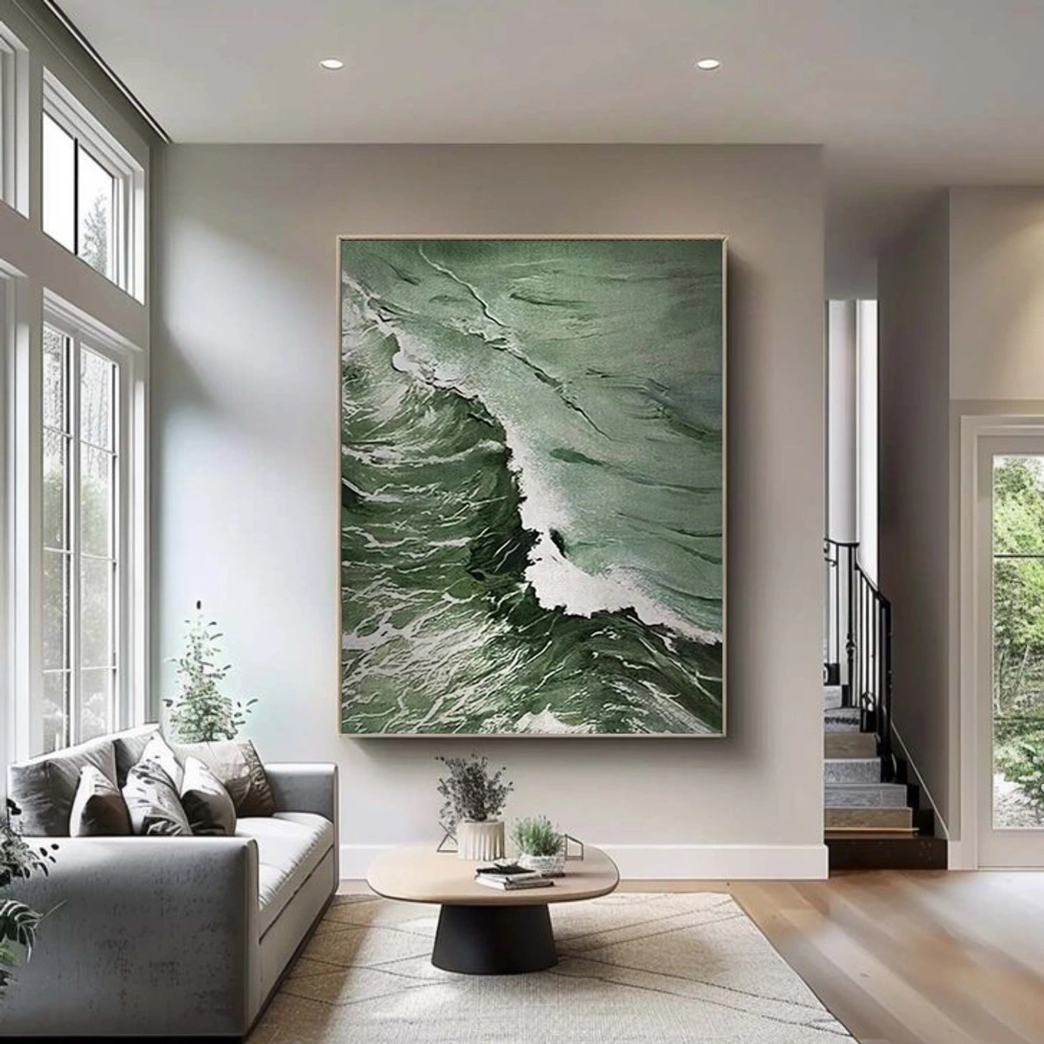 Ocean And Sky Abstract Textured Canvas Art #OS 324