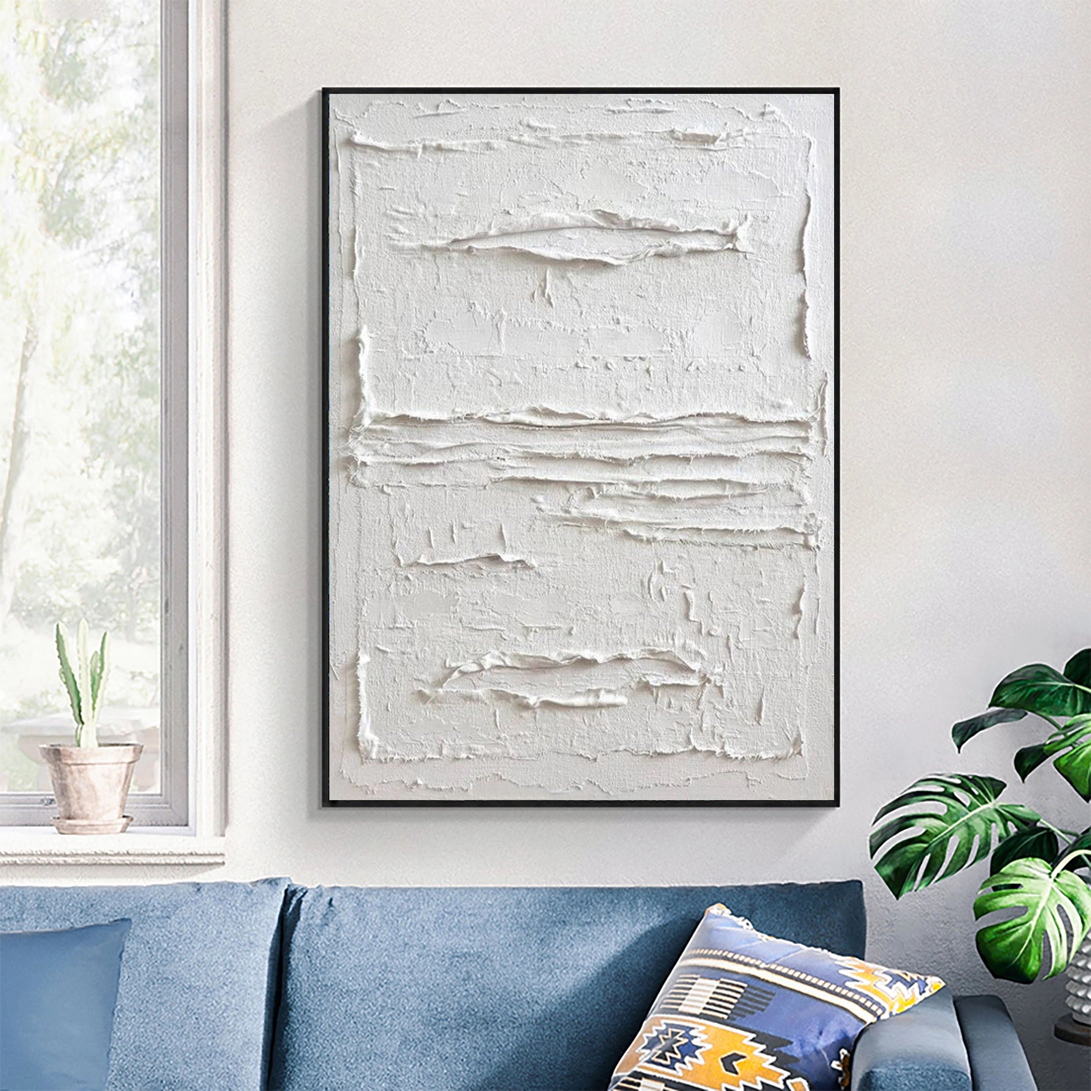 White Minimalist Textured Painting Canvas #MM024