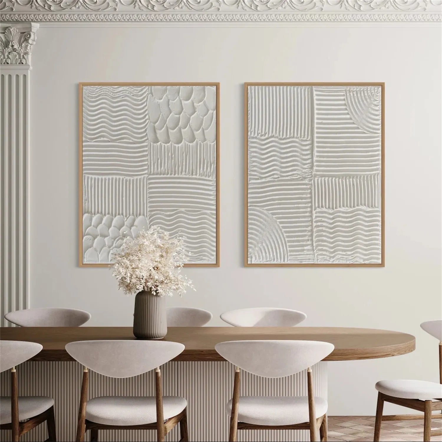 Plaster Art Minimalist Textured Paintings Set of 2 #MM278