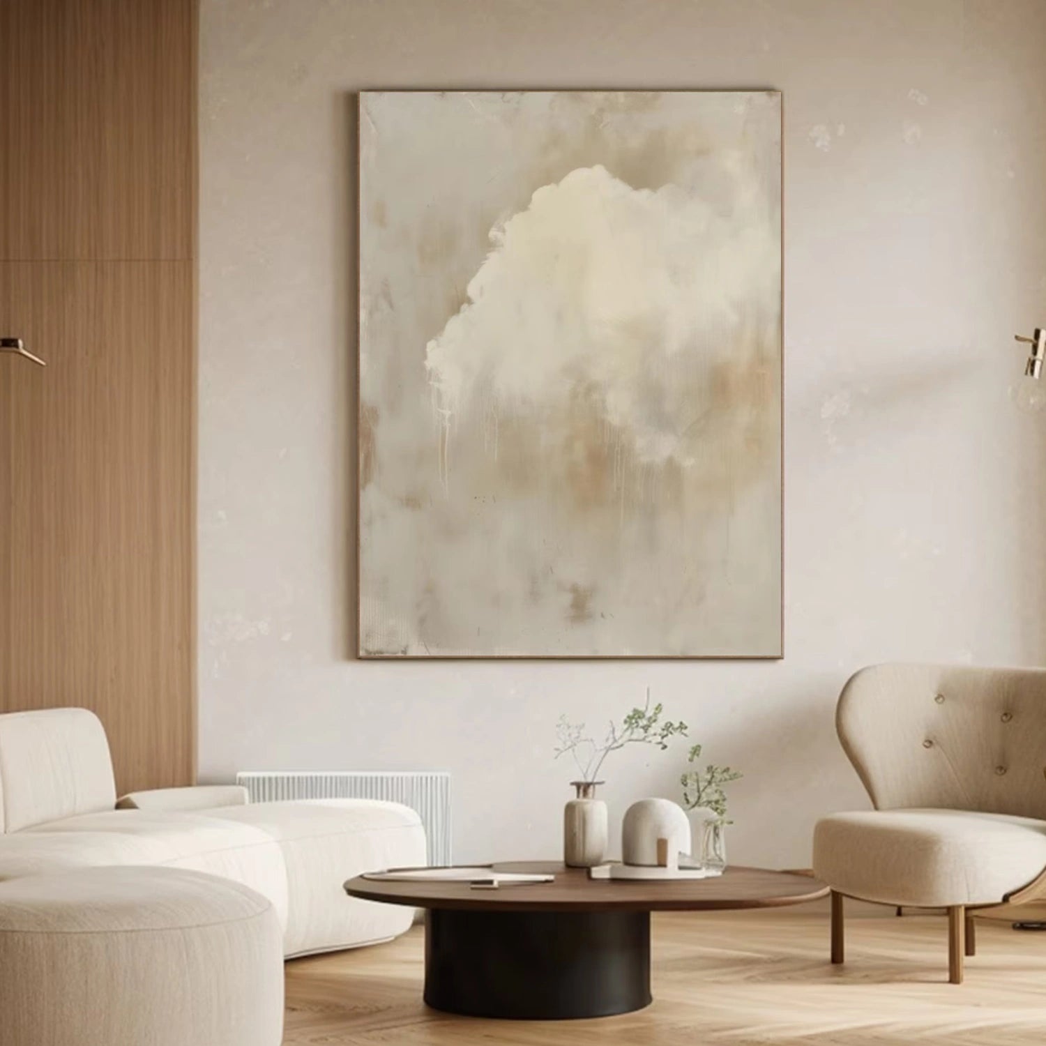 Beige & Brown Sky Abstract Canvas Art #OS 321