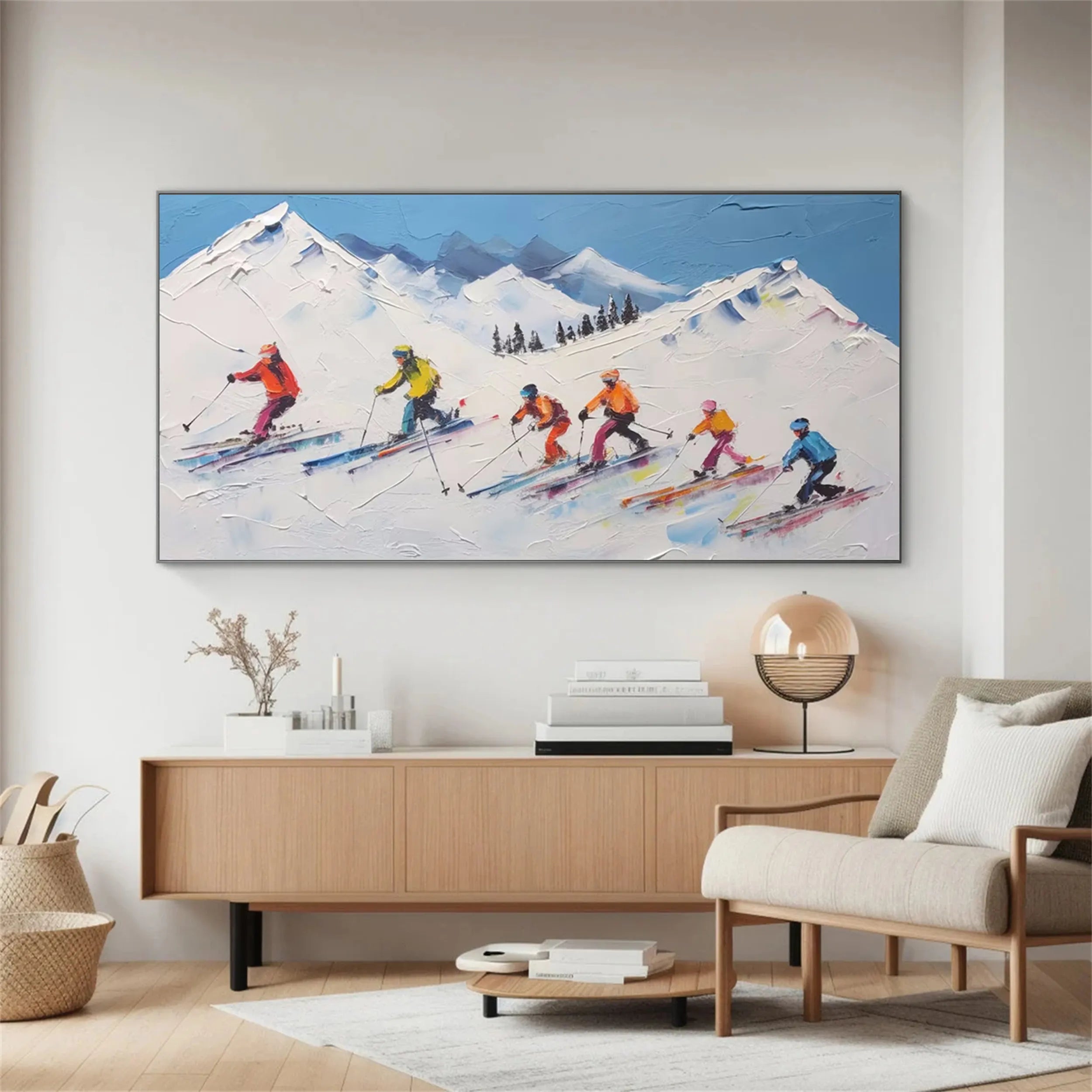 Skiing Sport Art Textured Painting Canvas #MM228
