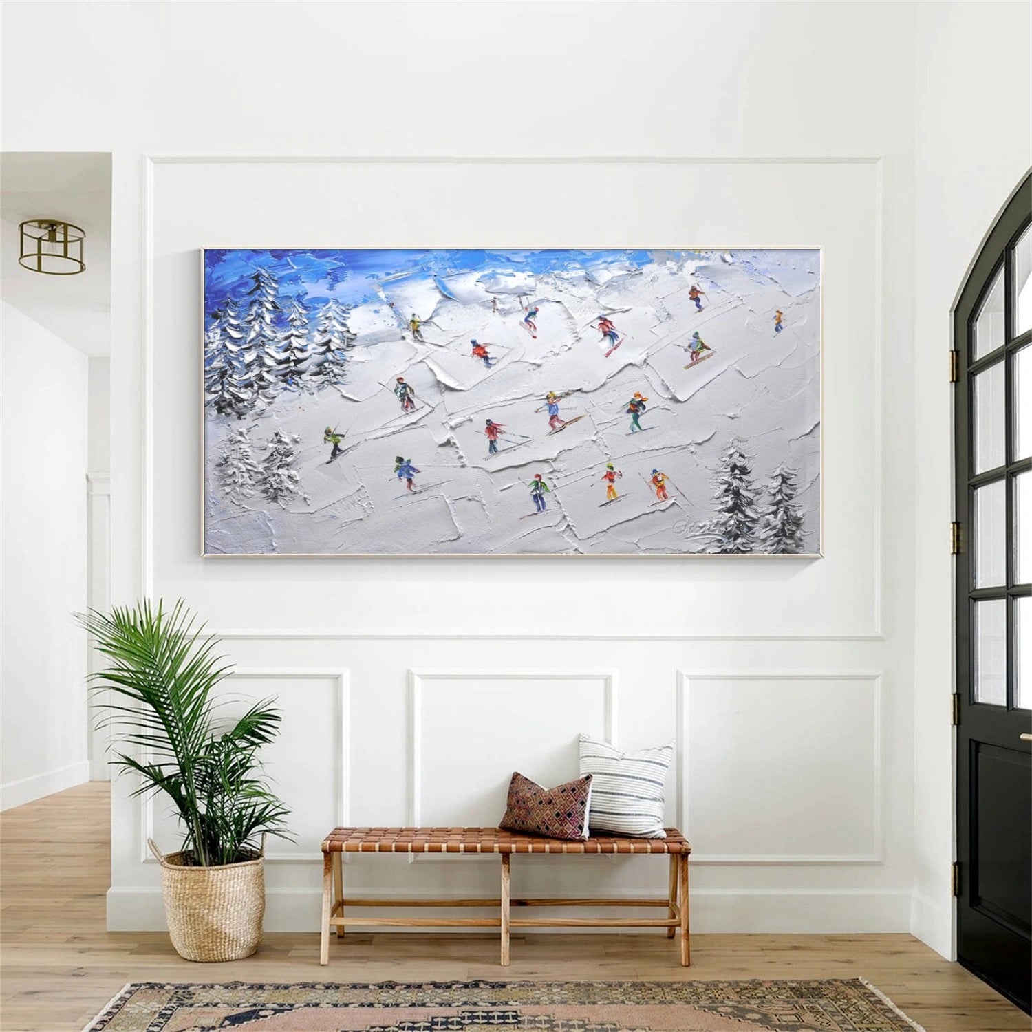 Skiing Sport Art Textured Painting Canvas # SA045
