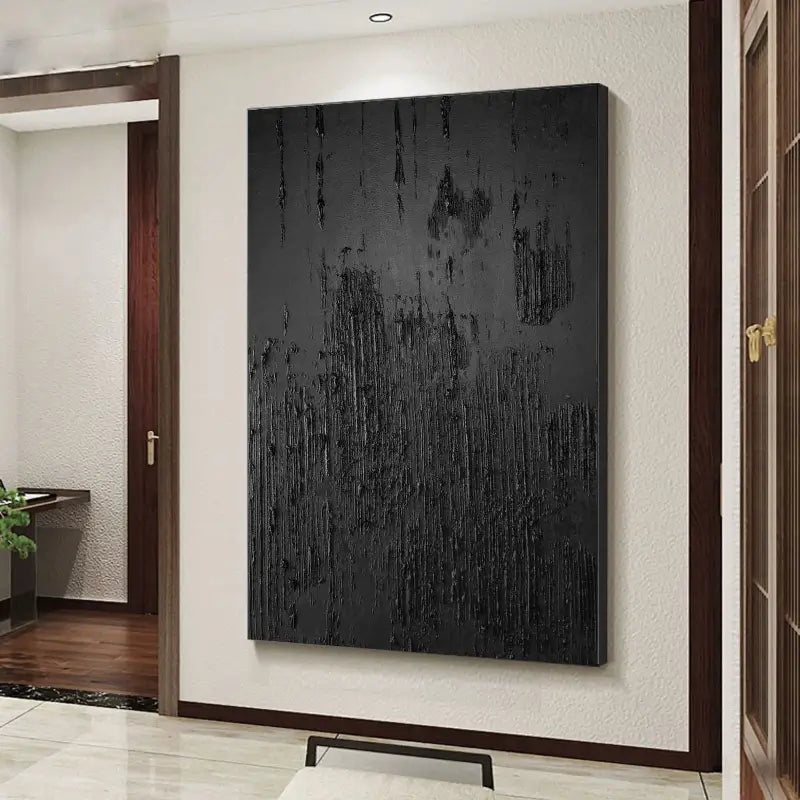 Black Minimalist Textured Wall Art #MZ010
