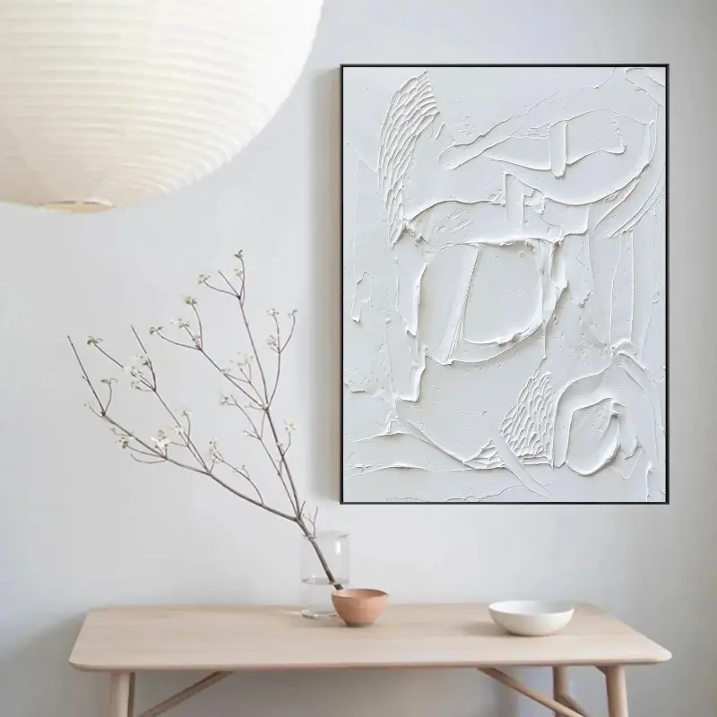 White Minimalist Textured Painting Canvas #MM010