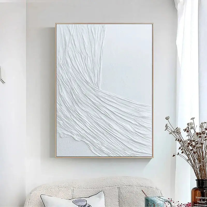 White Minimalist Textured Painting Canvas #MM020