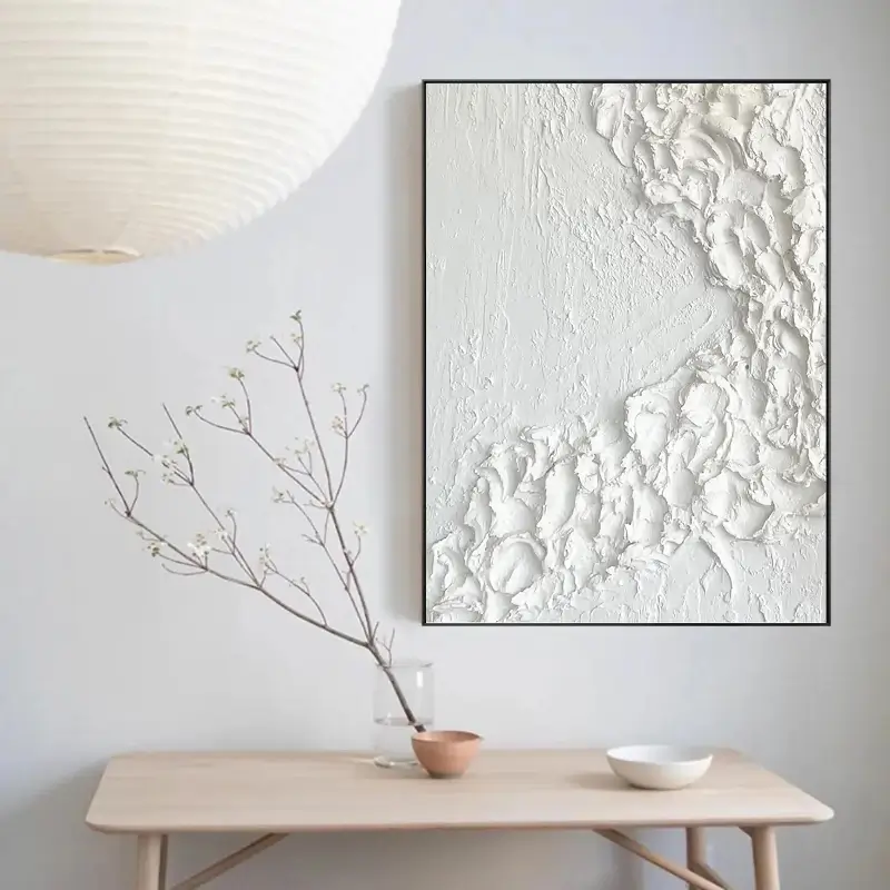 White Minimalist Textured Painting Canvas #MM022
