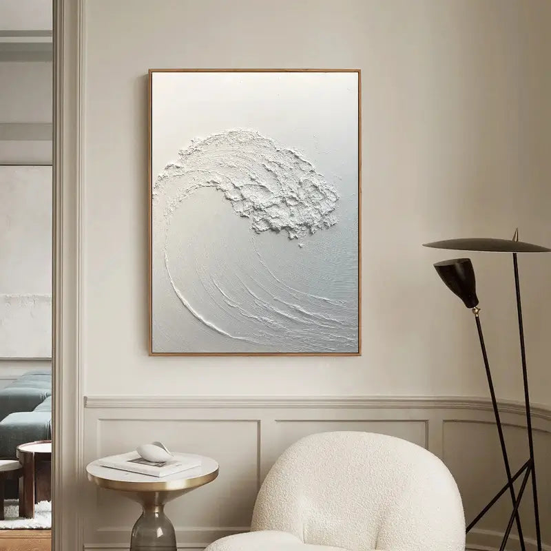 White Minimalist Textured Painting Canvas #MM039