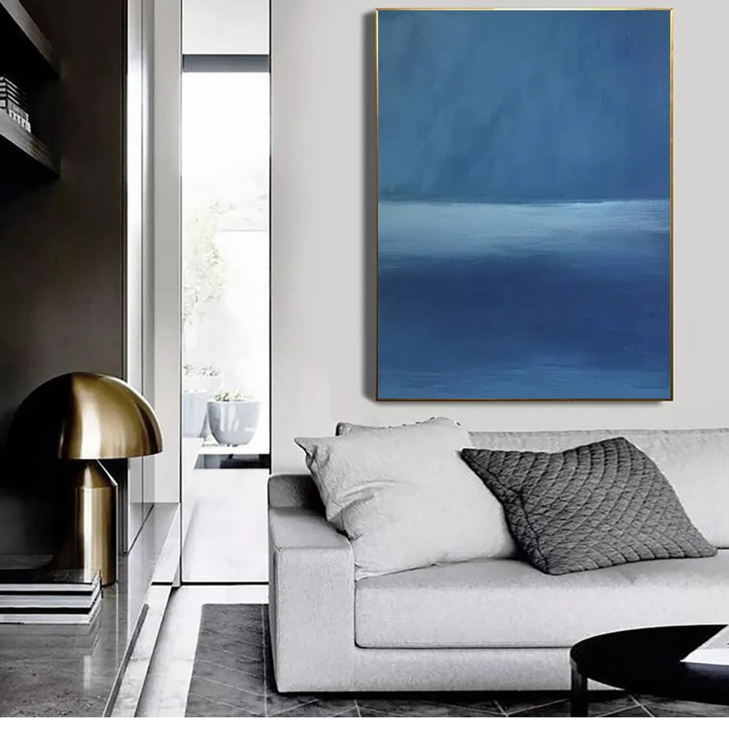 Blue Minimalist Textured Canvas Art #MM343