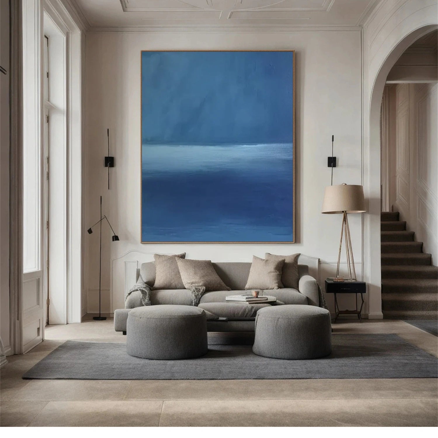 Blue Minimalist Textured Canvas Art #MM343