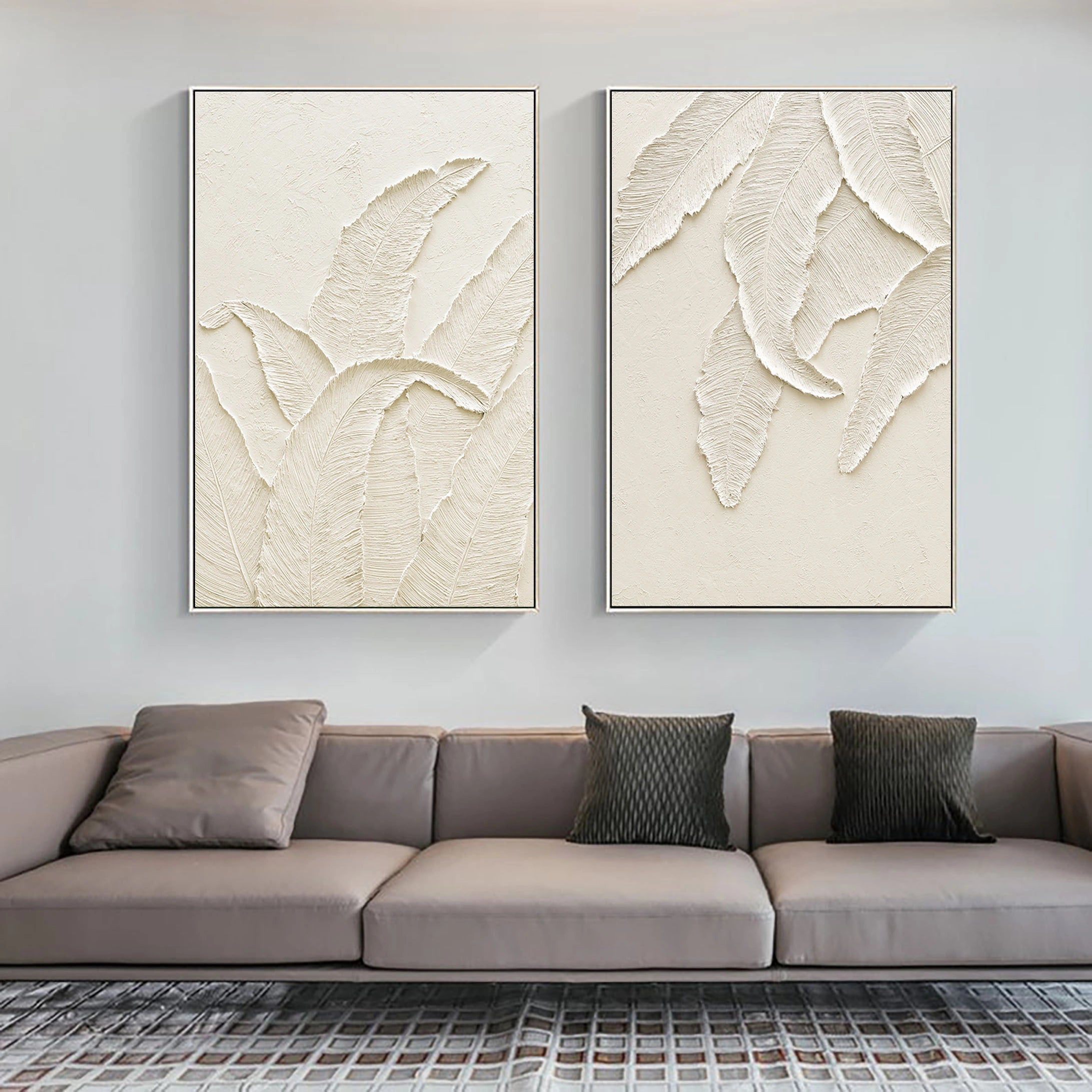 Plaster Art Minimalist Textured Paintings Set of 2 #MM059