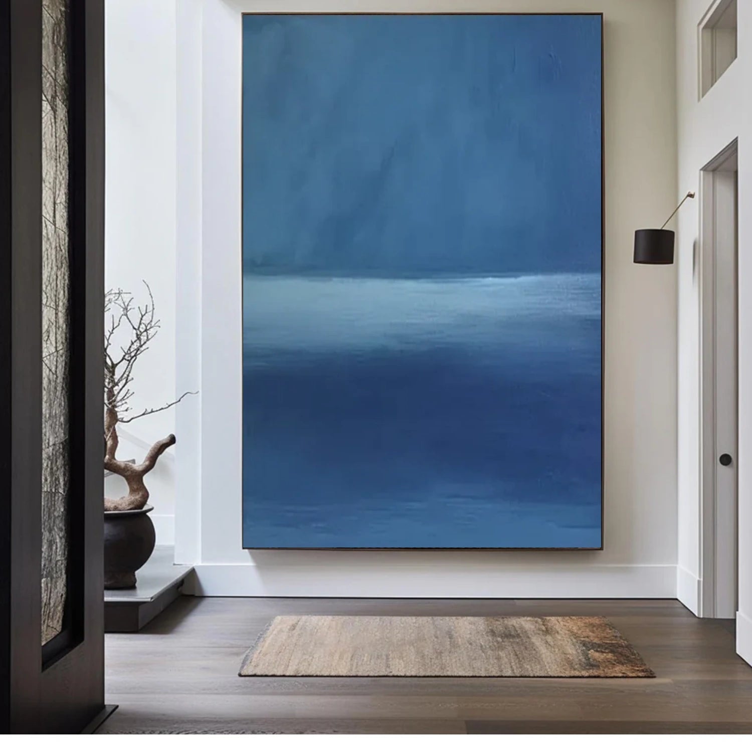 Blue Minimalist Textured Canvas Art #MM343