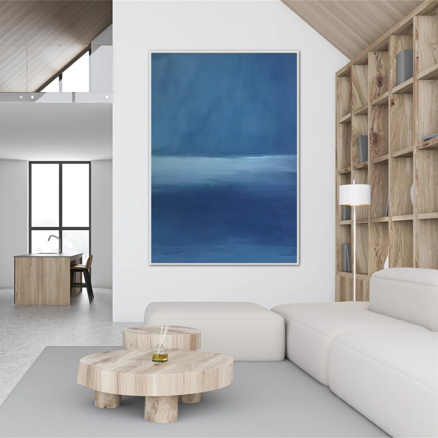 Blue Minimalist Textured Canvas Art #MM343