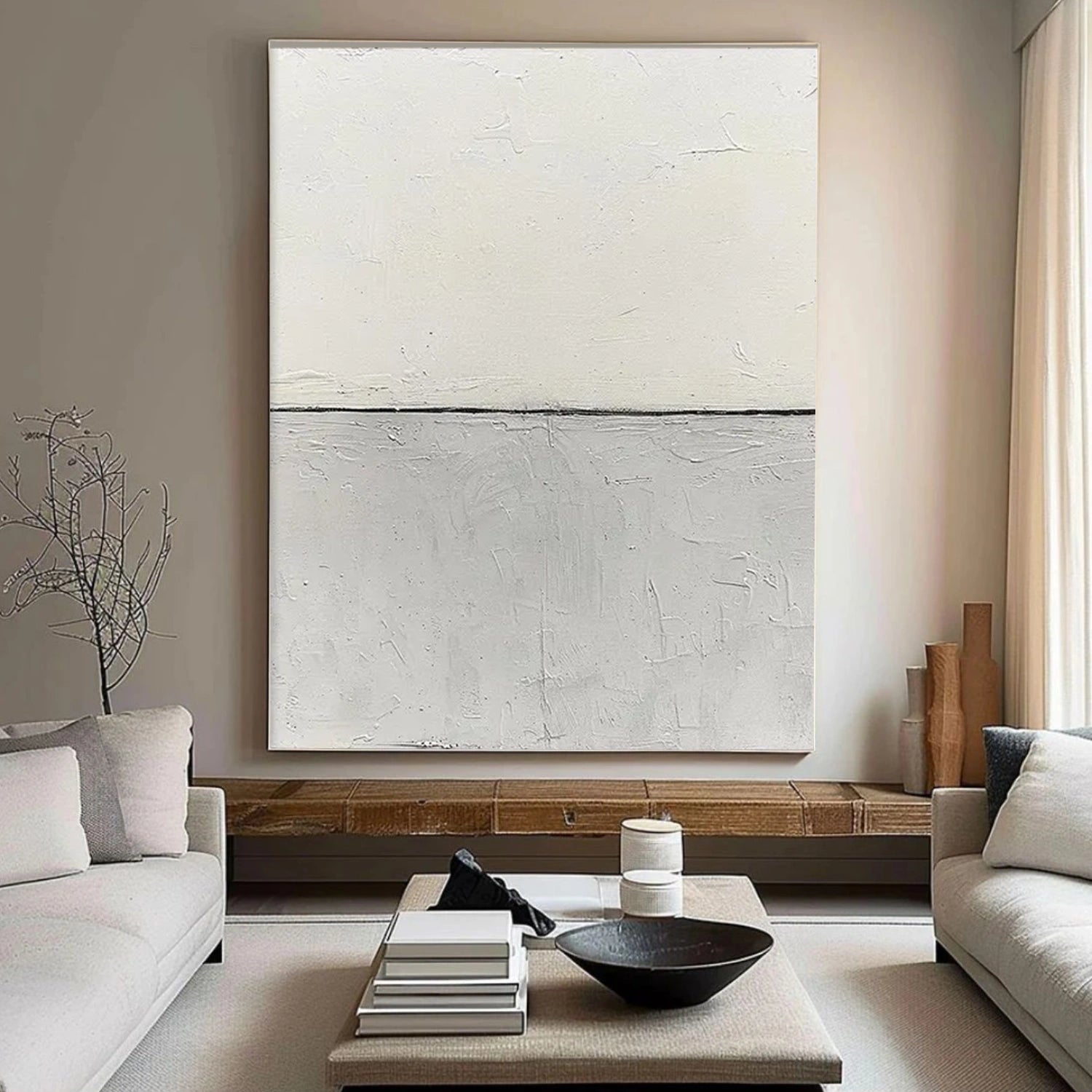 White & Grey Minimalist Texture Wall Art # MM365