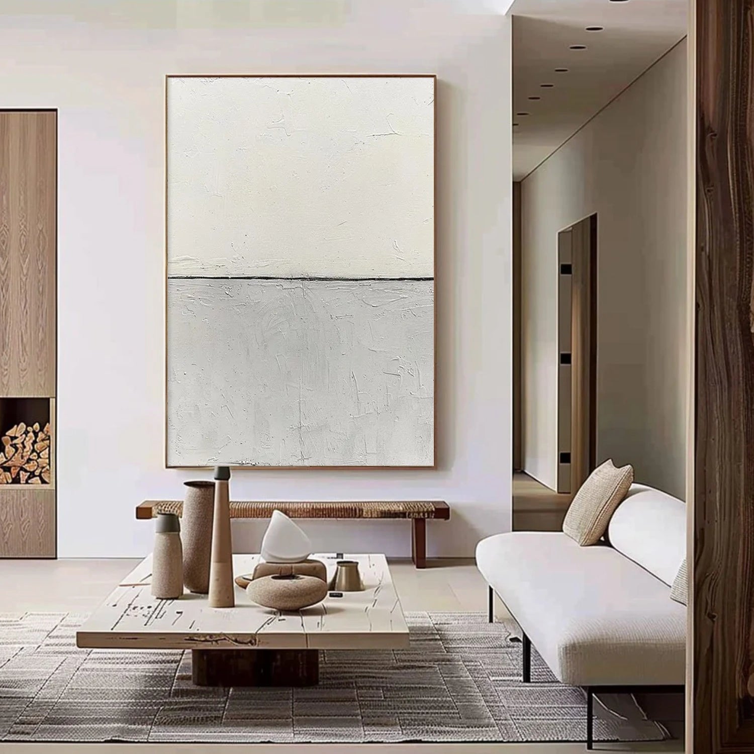 White & Grey Minimalist Texture Wall Art # MM365