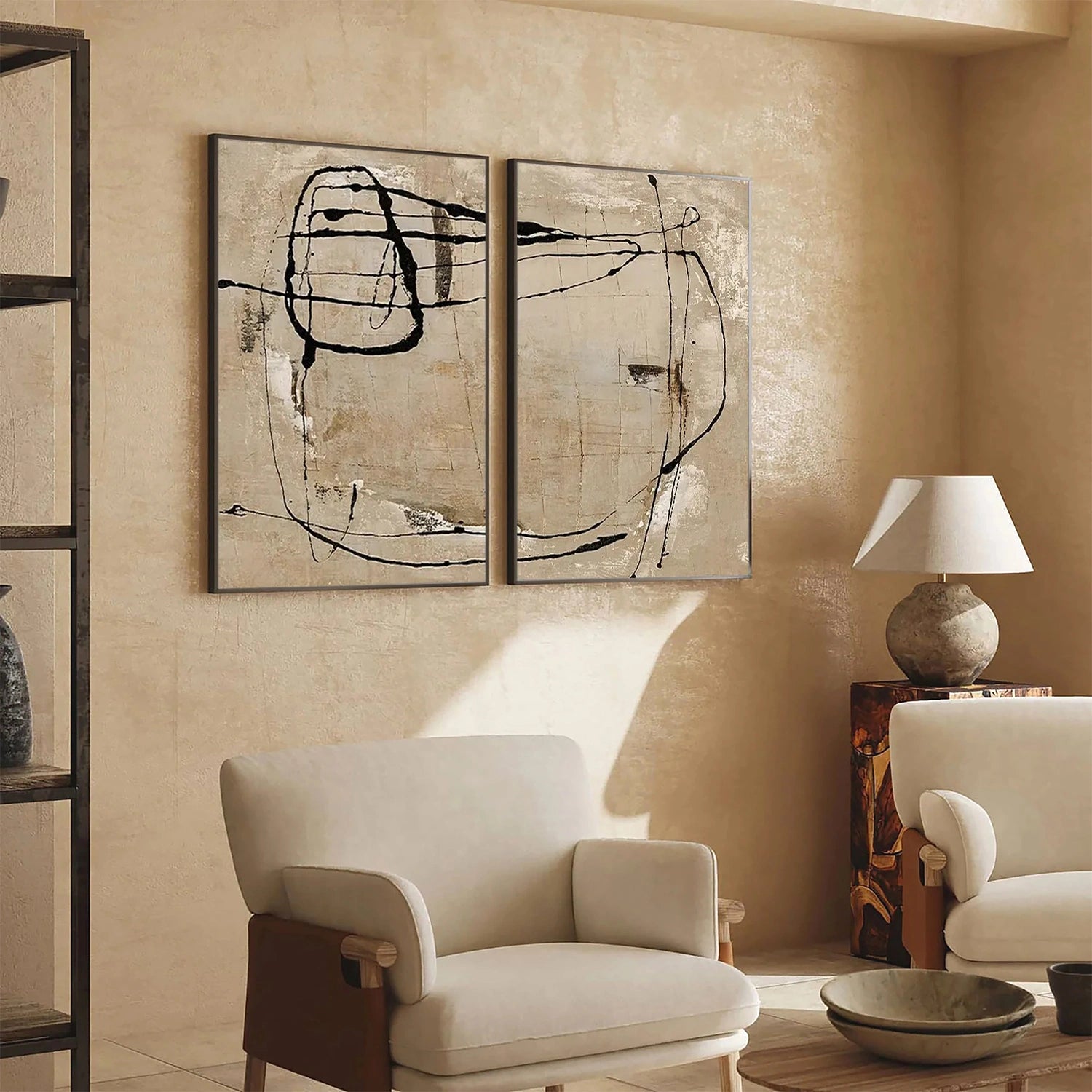 Brown & Black Wabi Sabi Wall Art Set of 2 #WS394