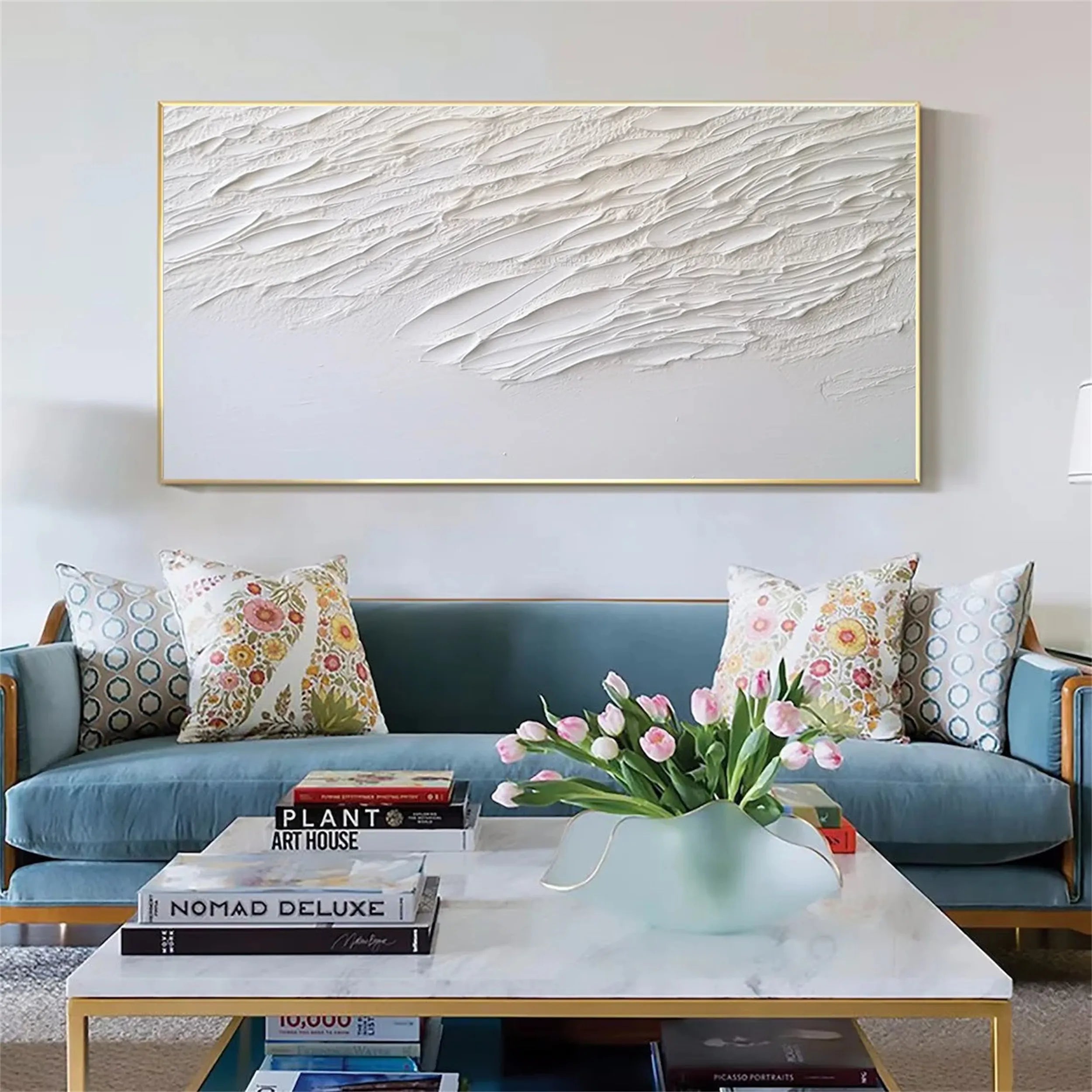 White Minimalist Textured Painting Canvas #MM165