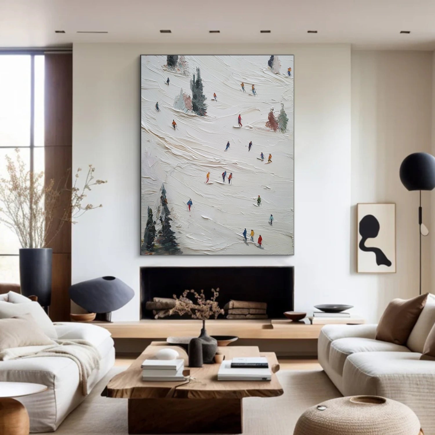 Skiing Sport Art Textured Painting Canvas # SA063