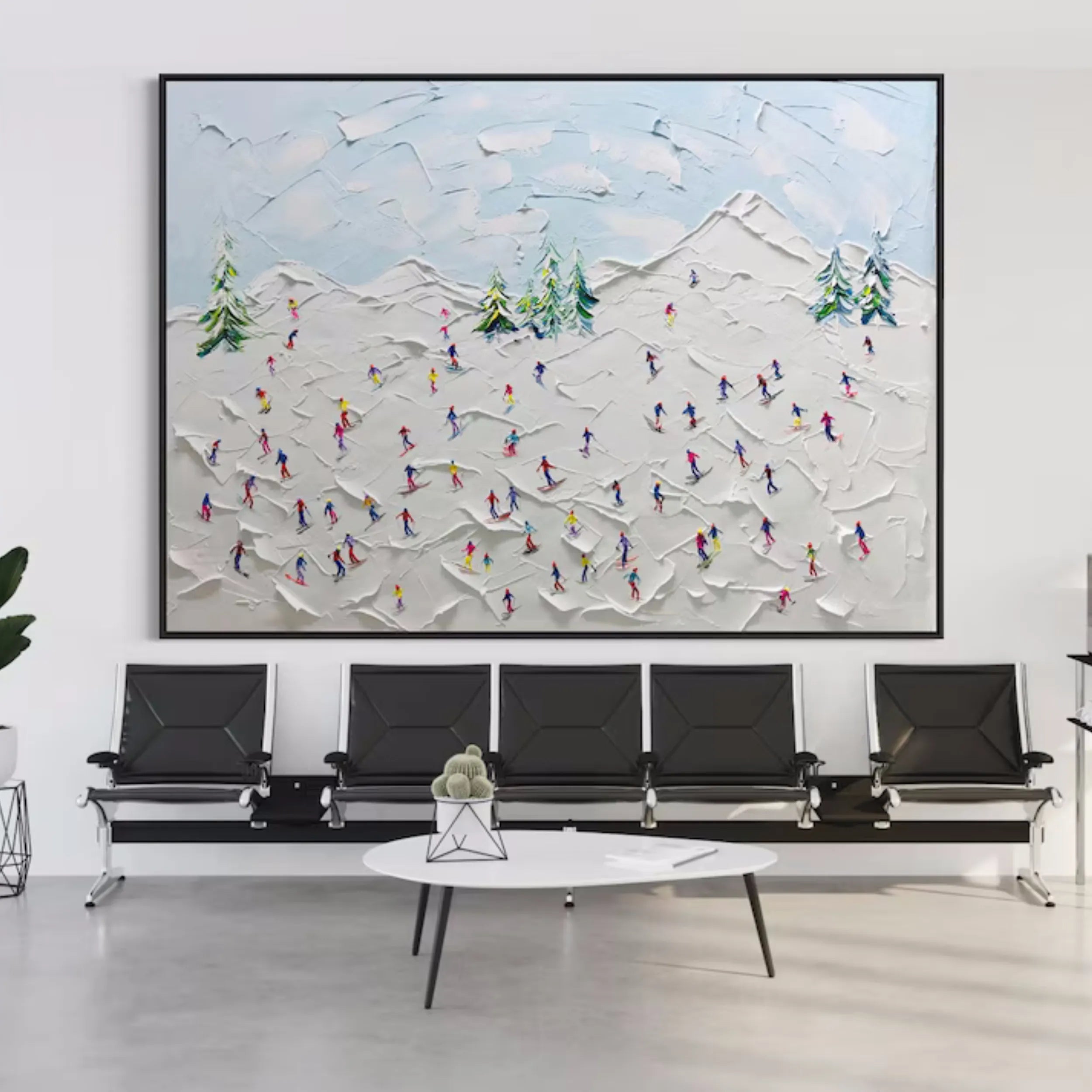 Skiing Sport Art Textured Painting Canvas #MM230