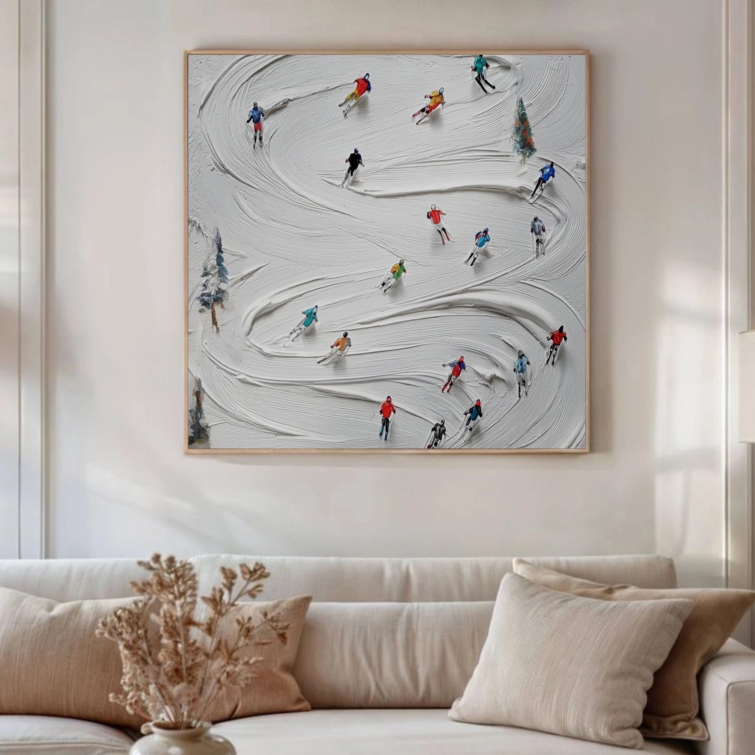 Skiing Sport Art Textured Painting Canvas # SA062