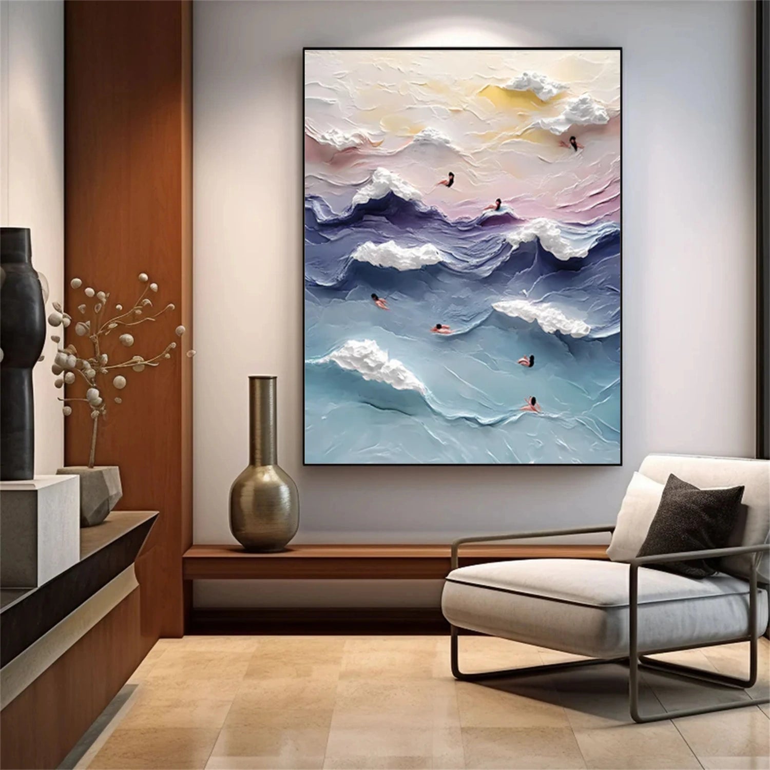 Colorful Swimming Sport Texture Canvas Painting #SA030