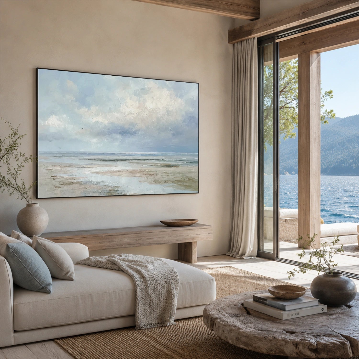 Ocean And Sky Abstract Texture Canvas Art #OS444
