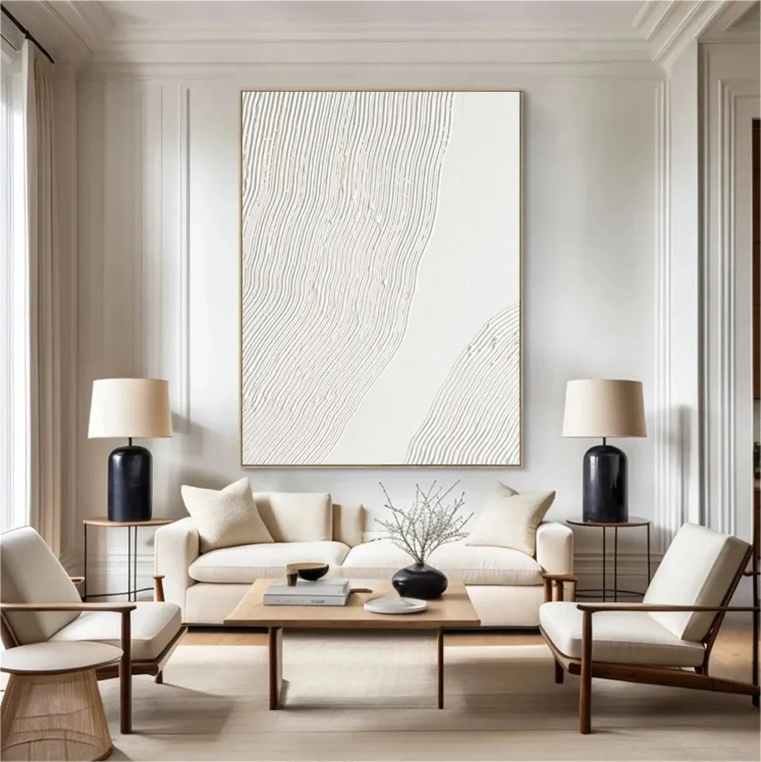 White Minimalist Textured Painting Canvas #MM274