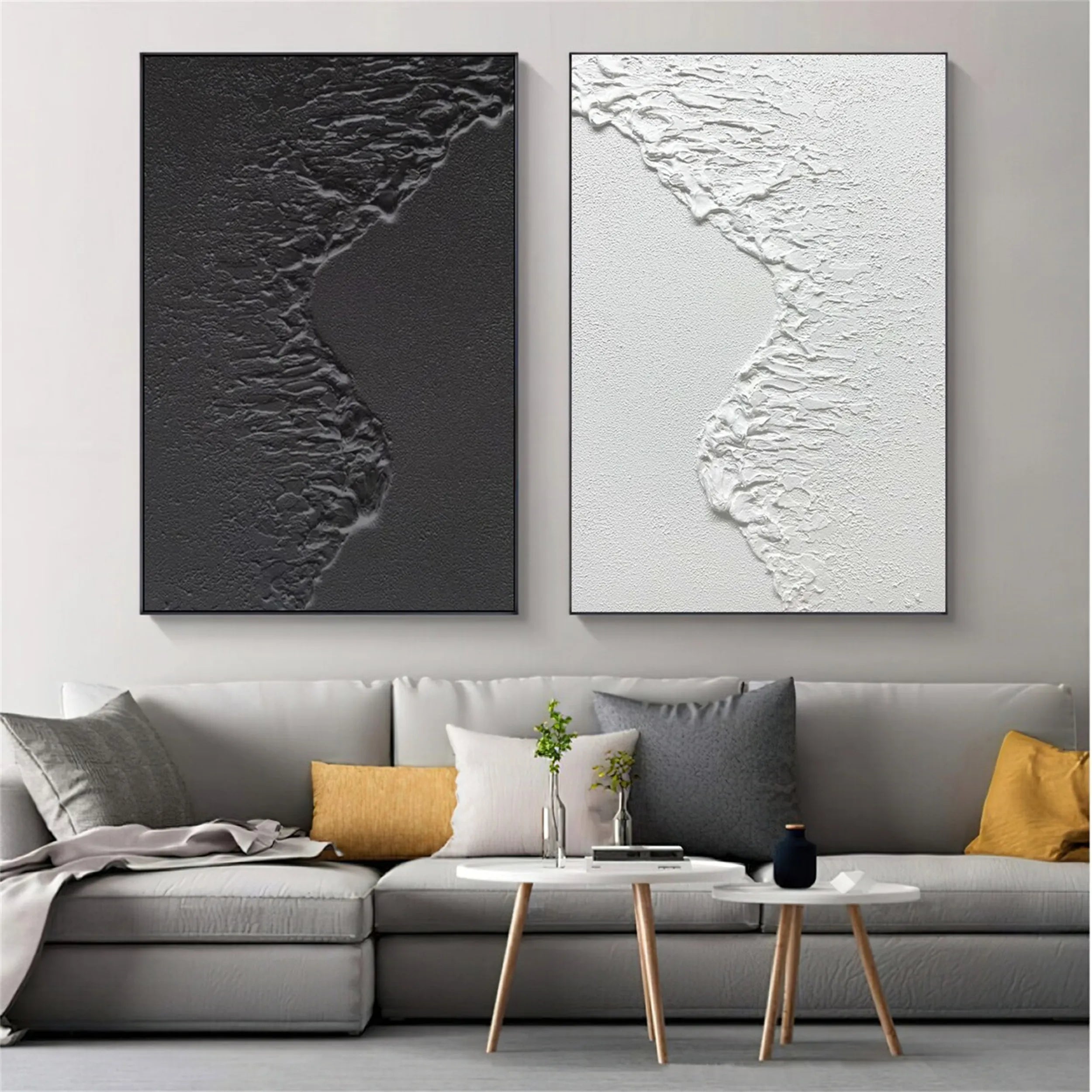 Ocean Waves Minimalist Textured Wall Art Set of 2 #MM182