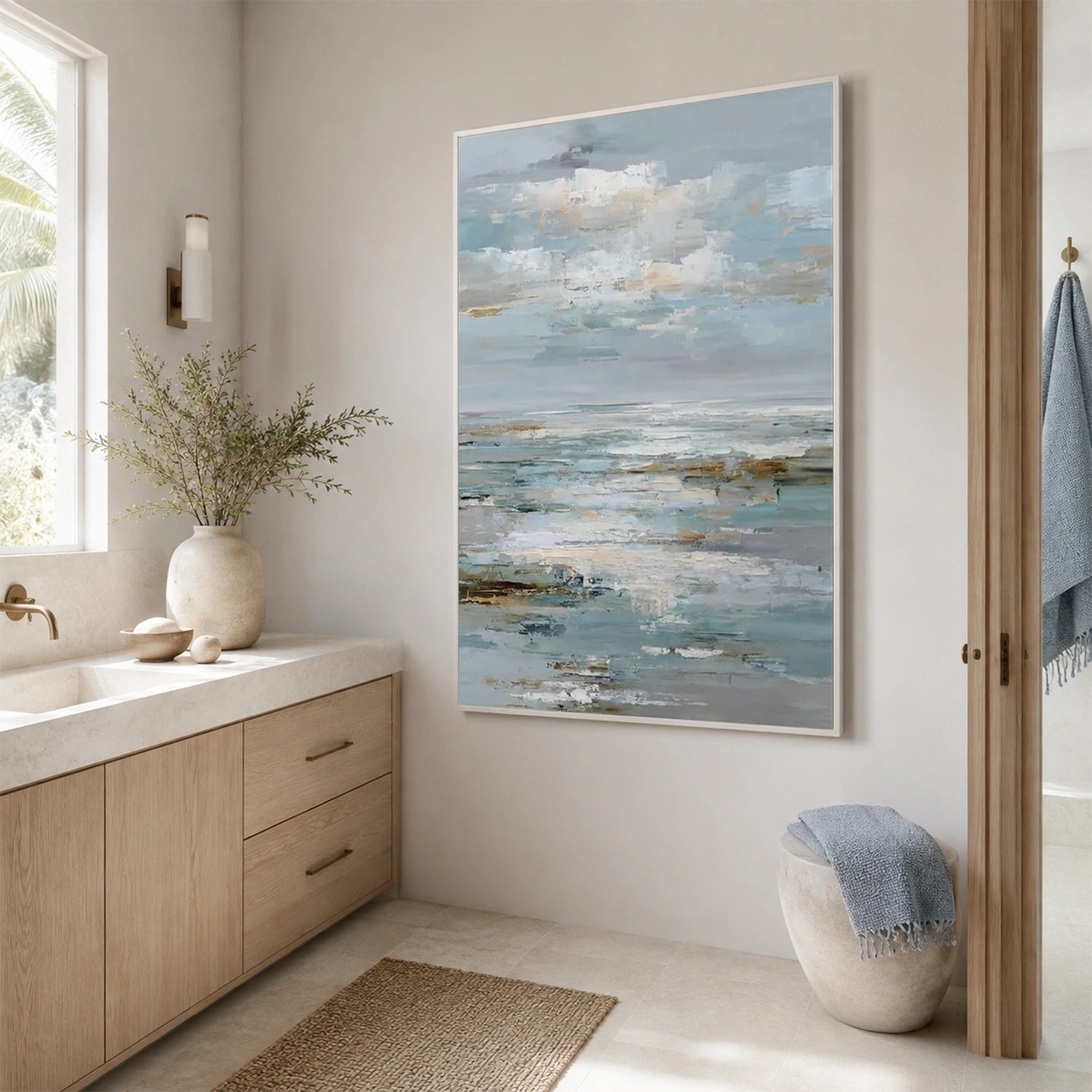 Ocean And Sky Abstract Canvas Art #OS469