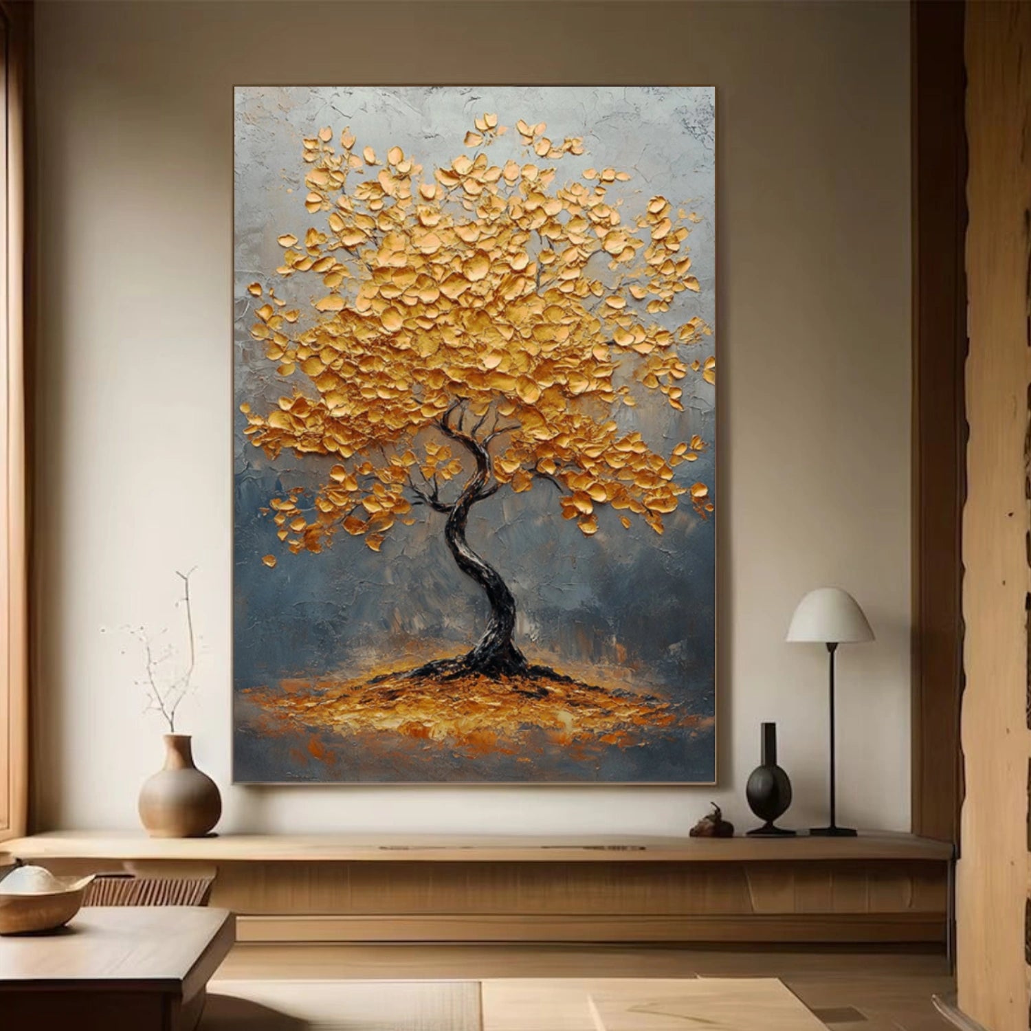 Flower & Tree Abstract Texture Canvas Art #FT 313