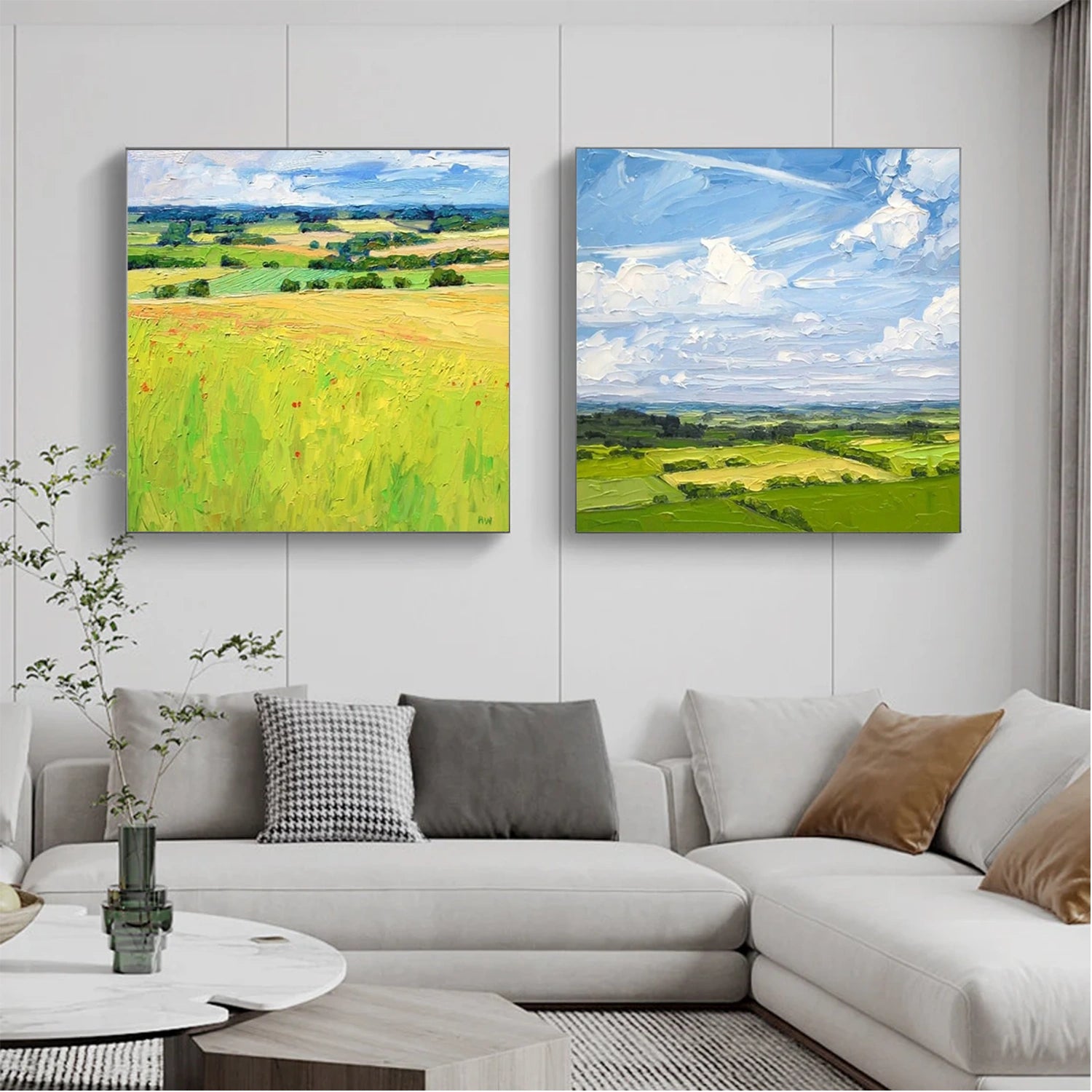 Abstract Urban Squsre Set of 2 Landscape Painting #UL 040