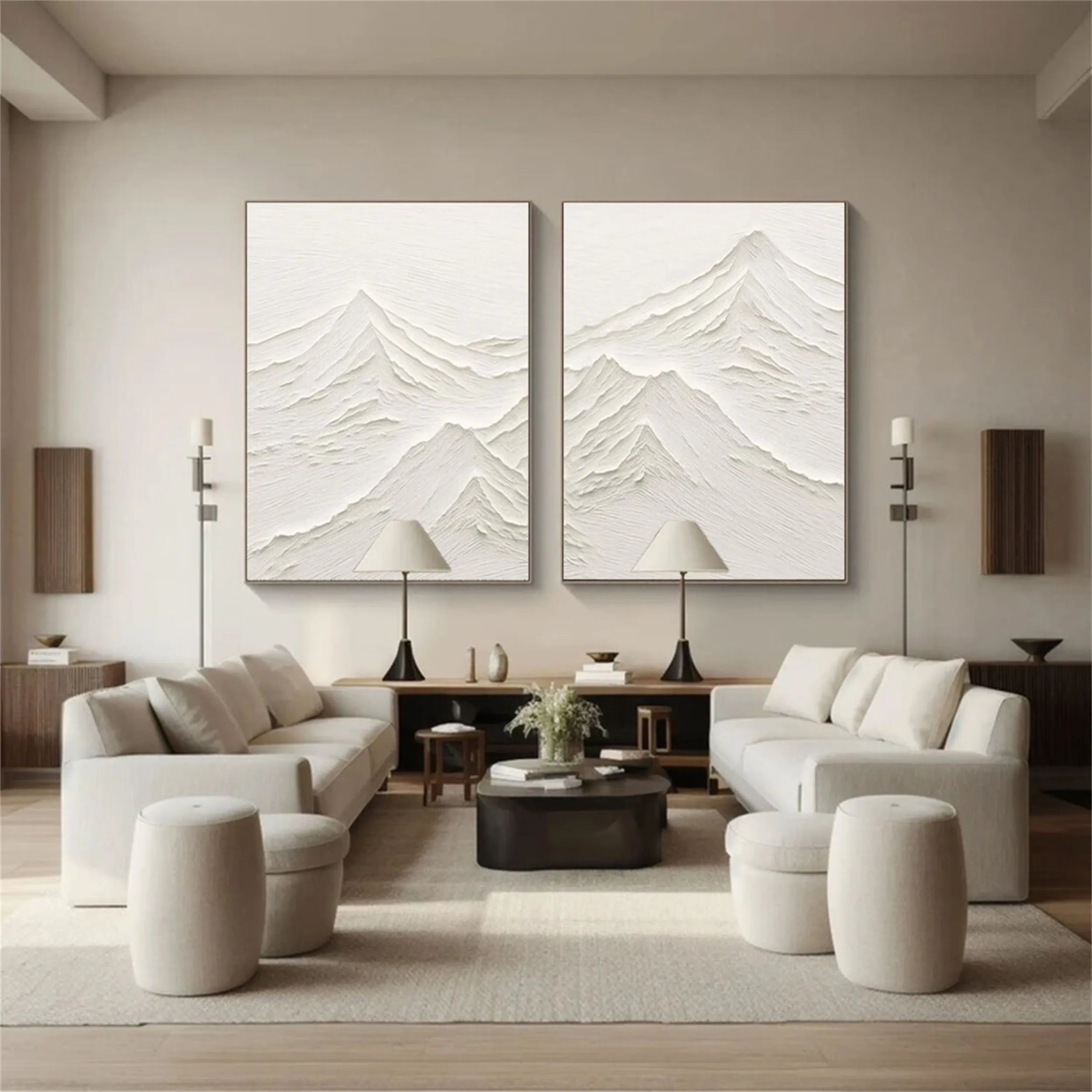 Plaster Art Minimalist Textured Paintings Set of 2 #MM265
