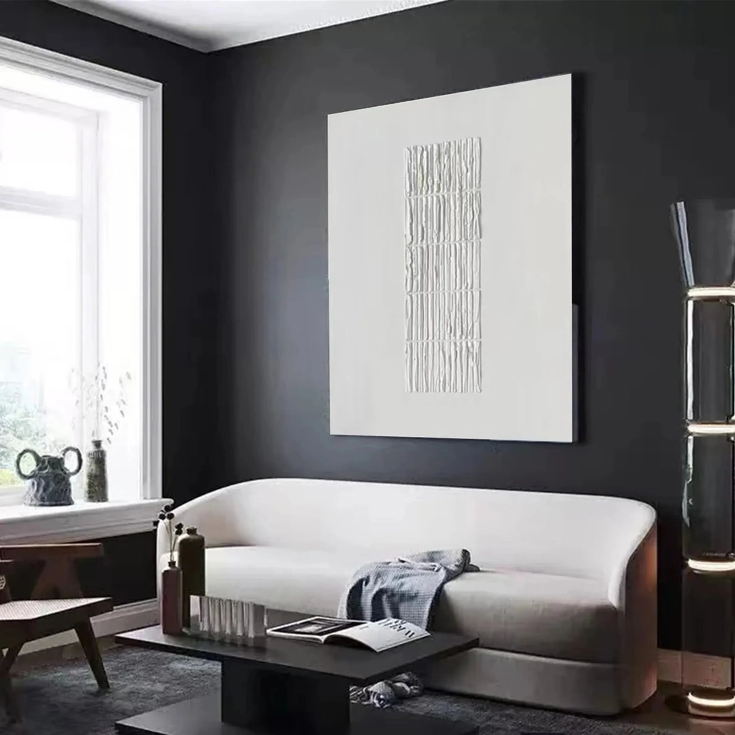 White Minimalist Textured Painting Canvas #MM208
