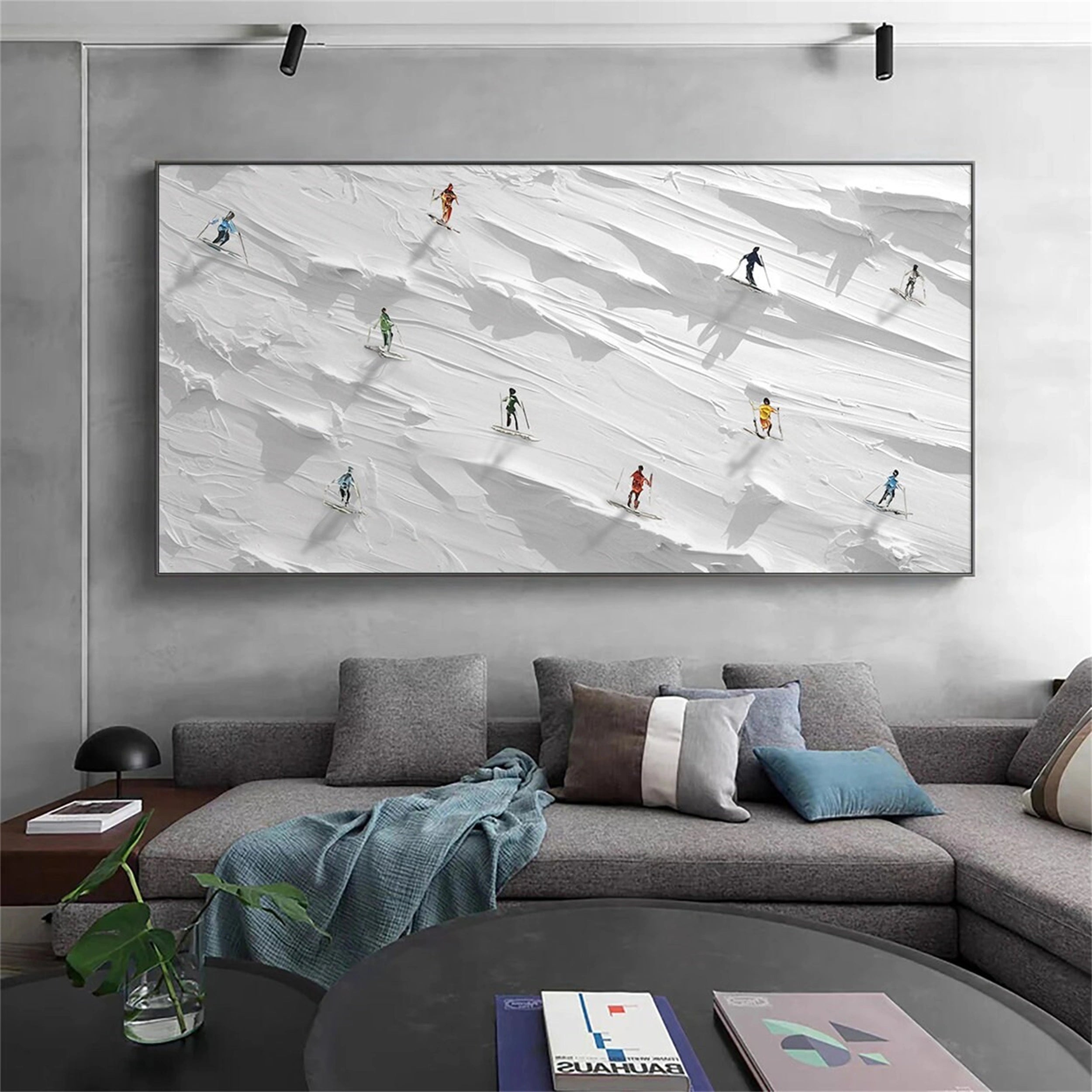 Skiing Sport Art Textured Painting Canvas #MM116