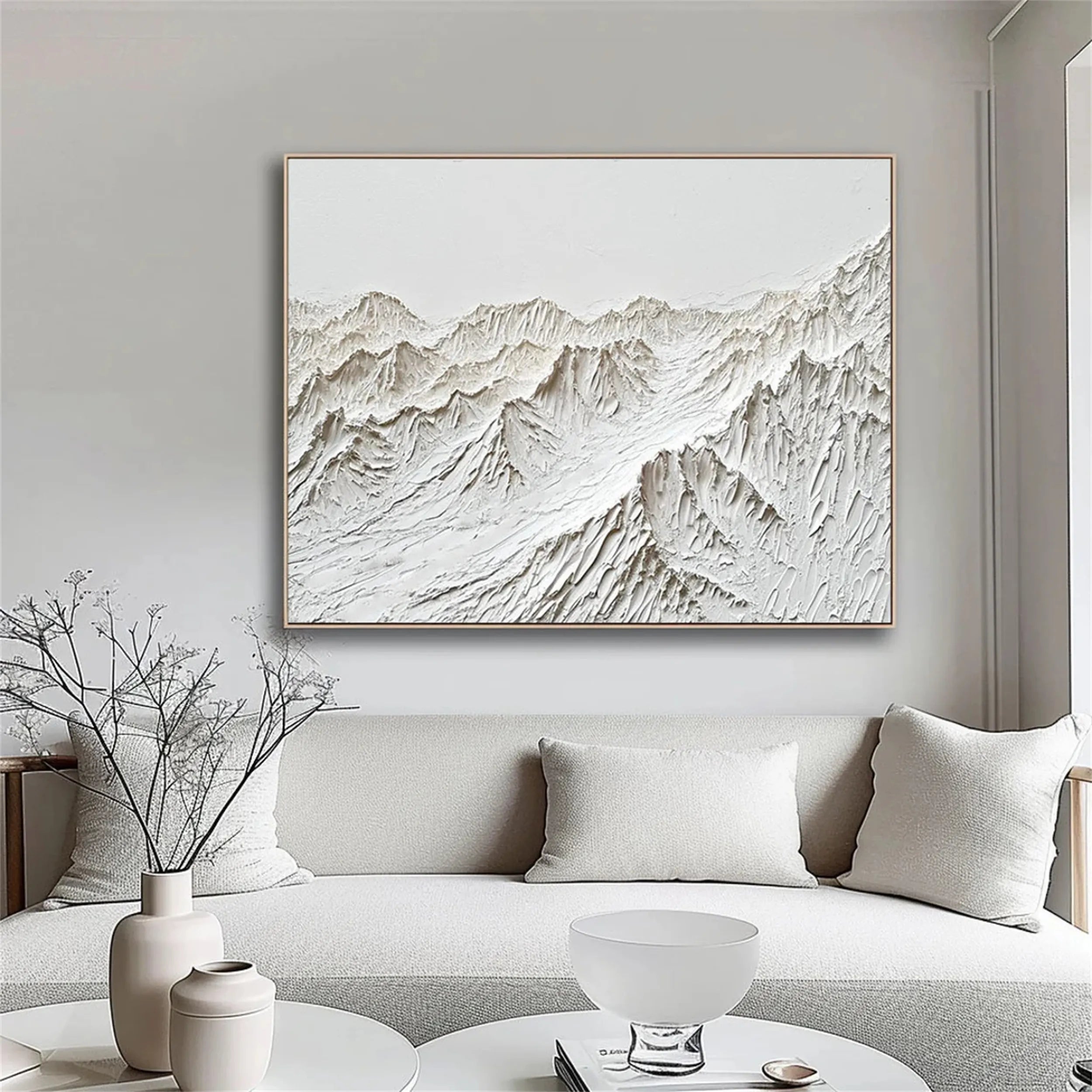 White Minimalist Textured Painting Canvas #MM248