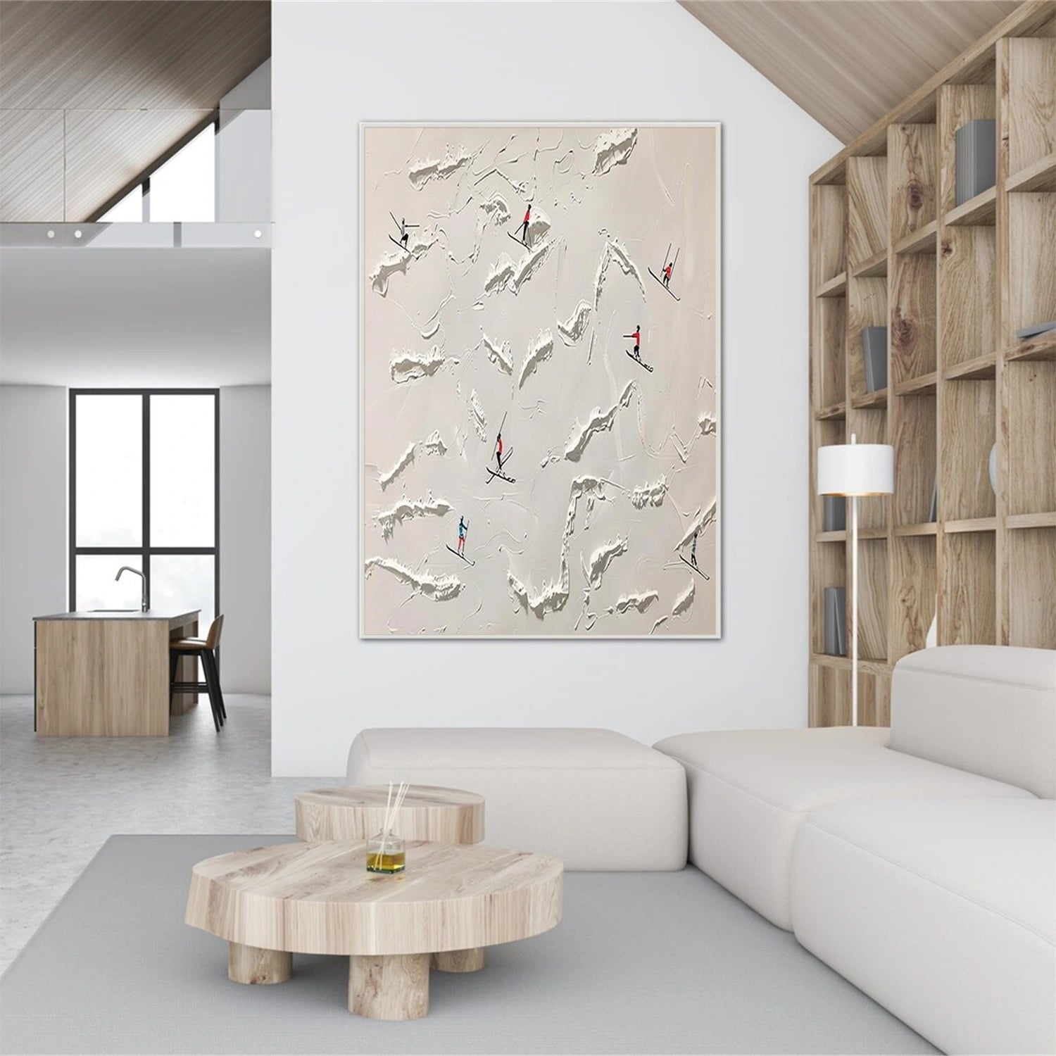 Skiing Sport Art Textured Painting Canvas # SA069