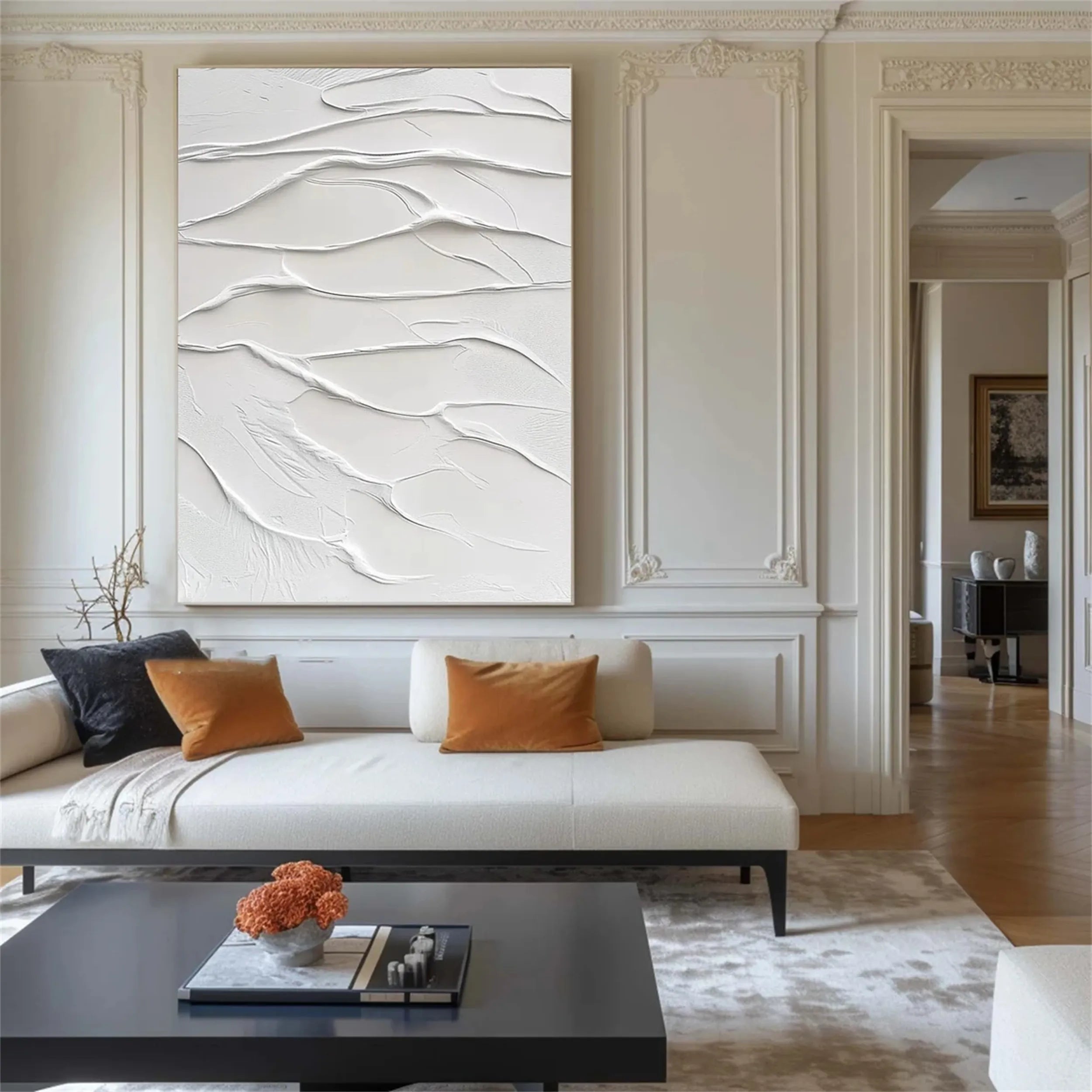 White Minimalist Textured Painting Canvas #MM191