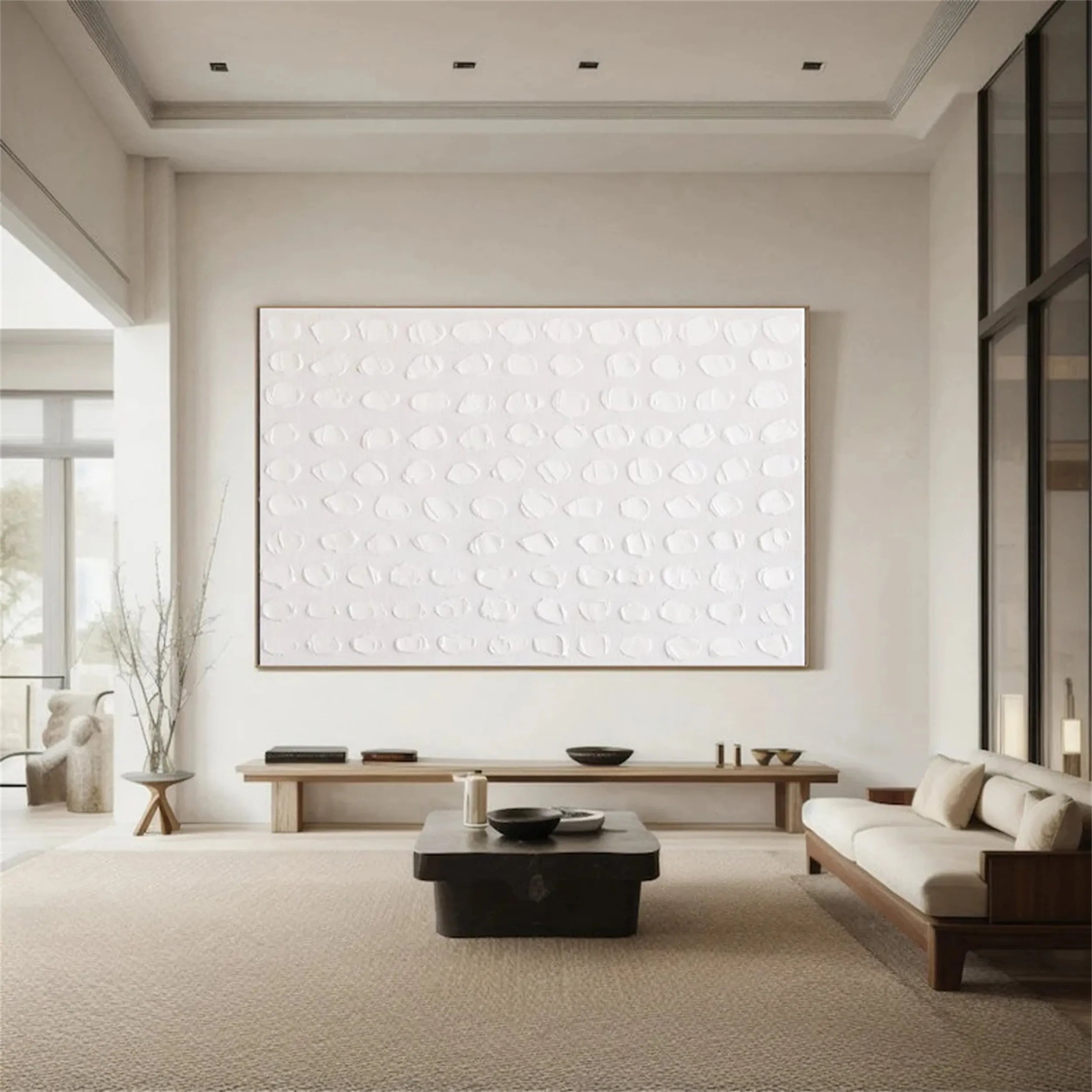 White Minimalist Textured Painting Canvas #MM199