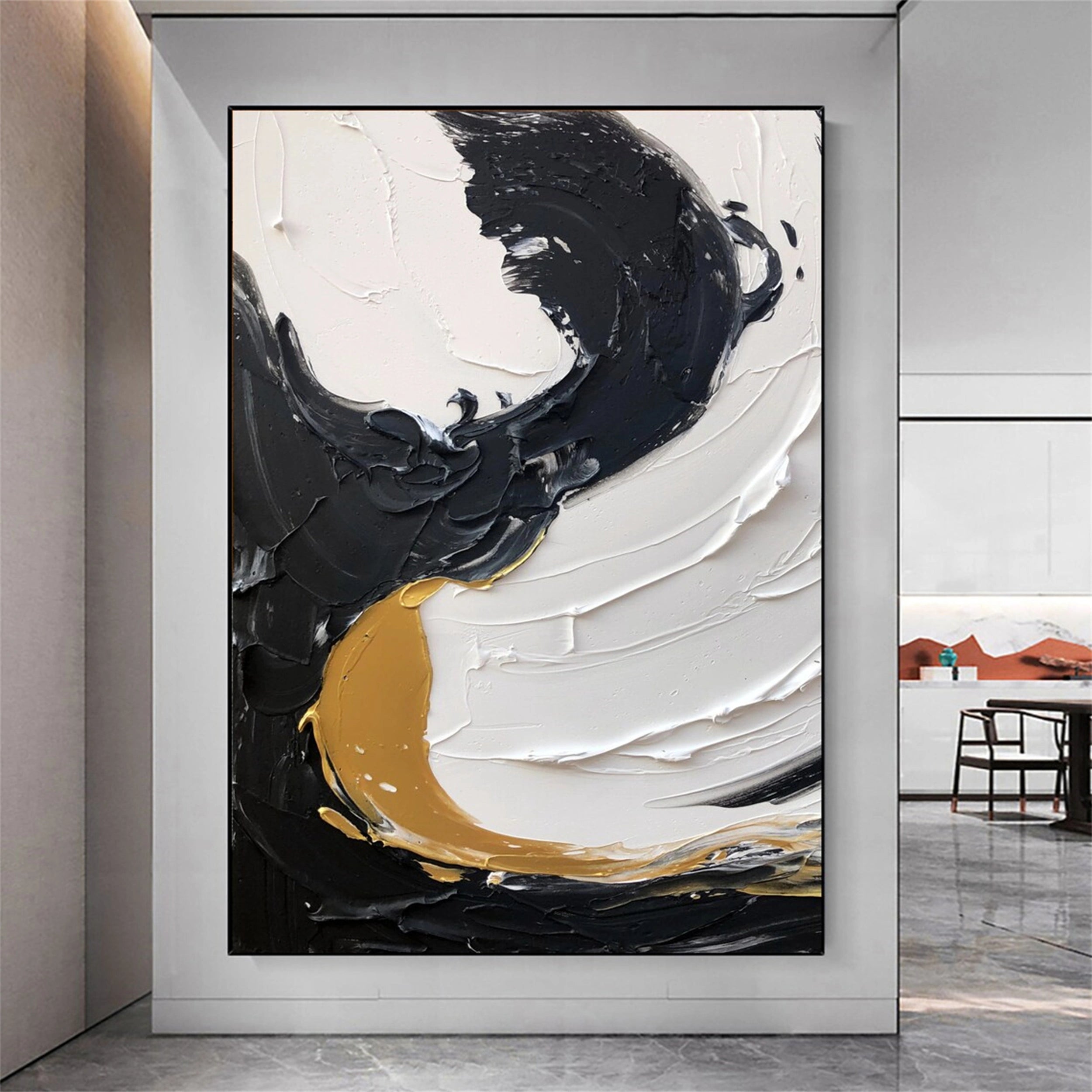 Black White Textured Minimalist Wall Art #MZ069