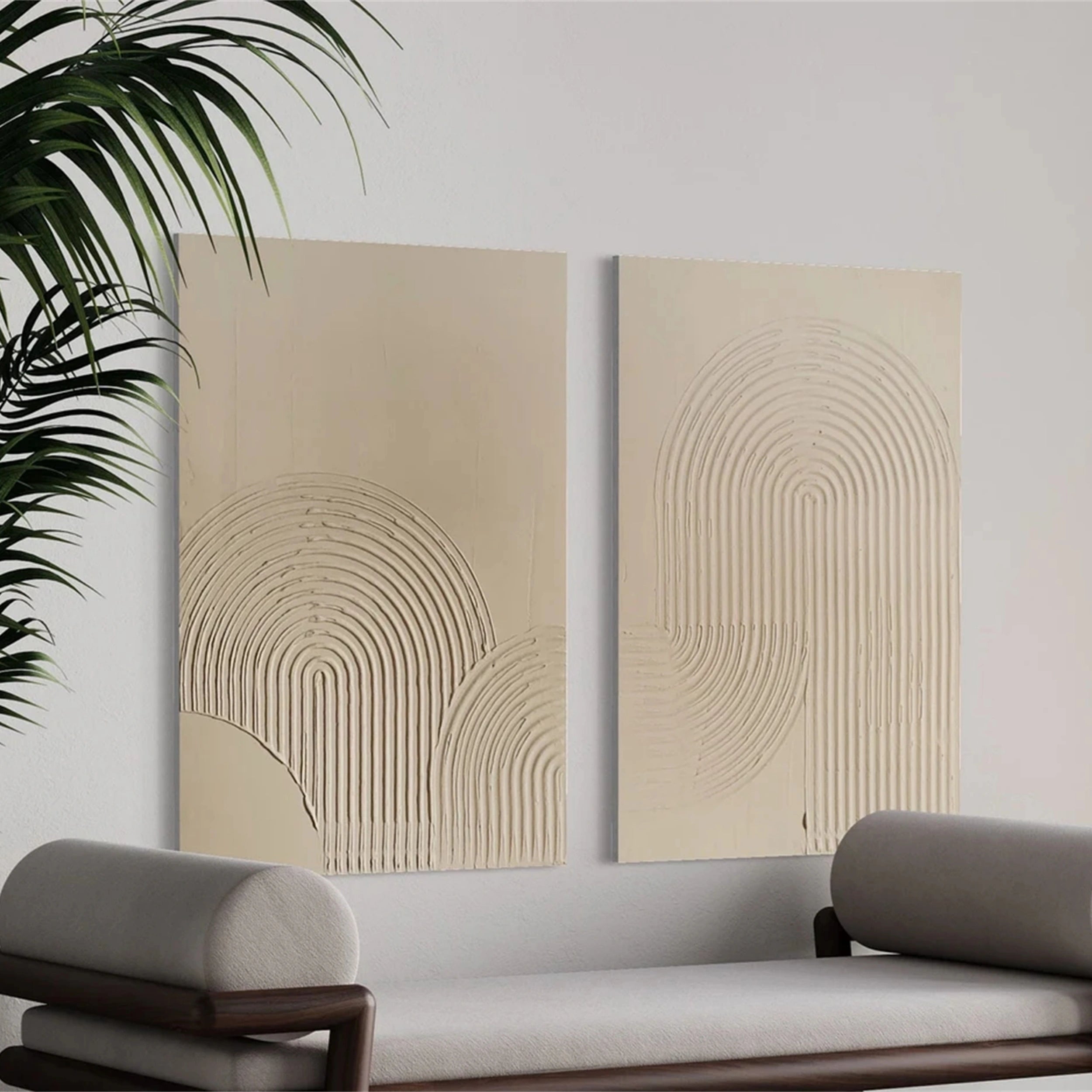 Beige & Brown Abstract Set of 2 #BB092