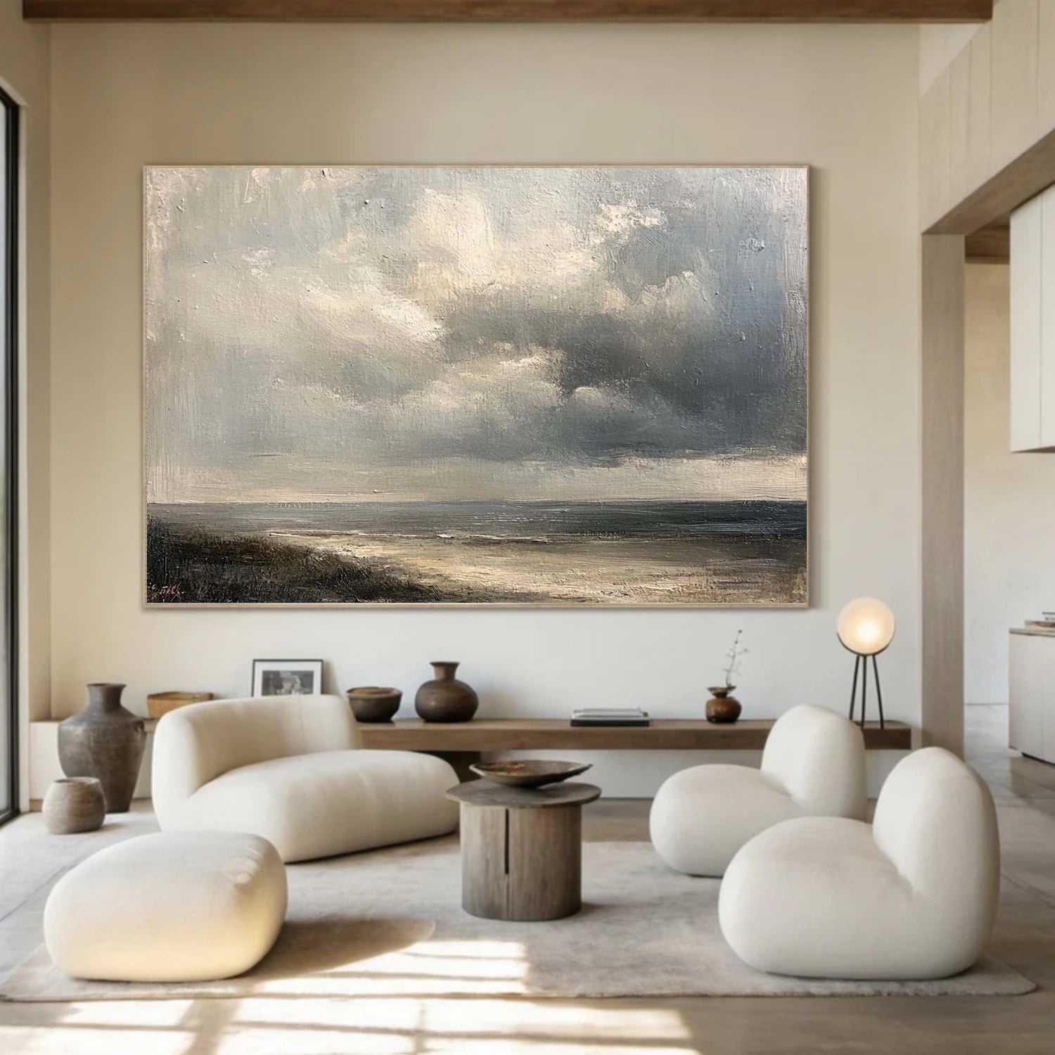 Ocean And Sky Abstract Texture Canvas Art #OS399