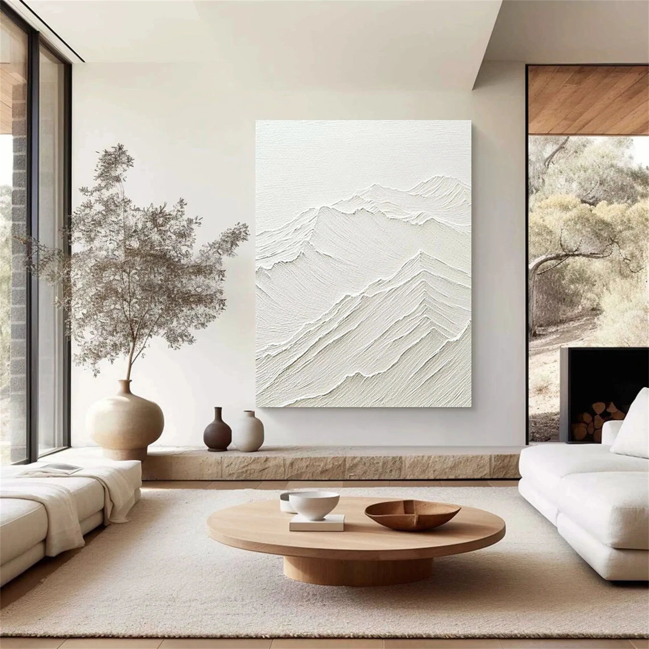 White Minimalist Textured Painting Canvas #MM192