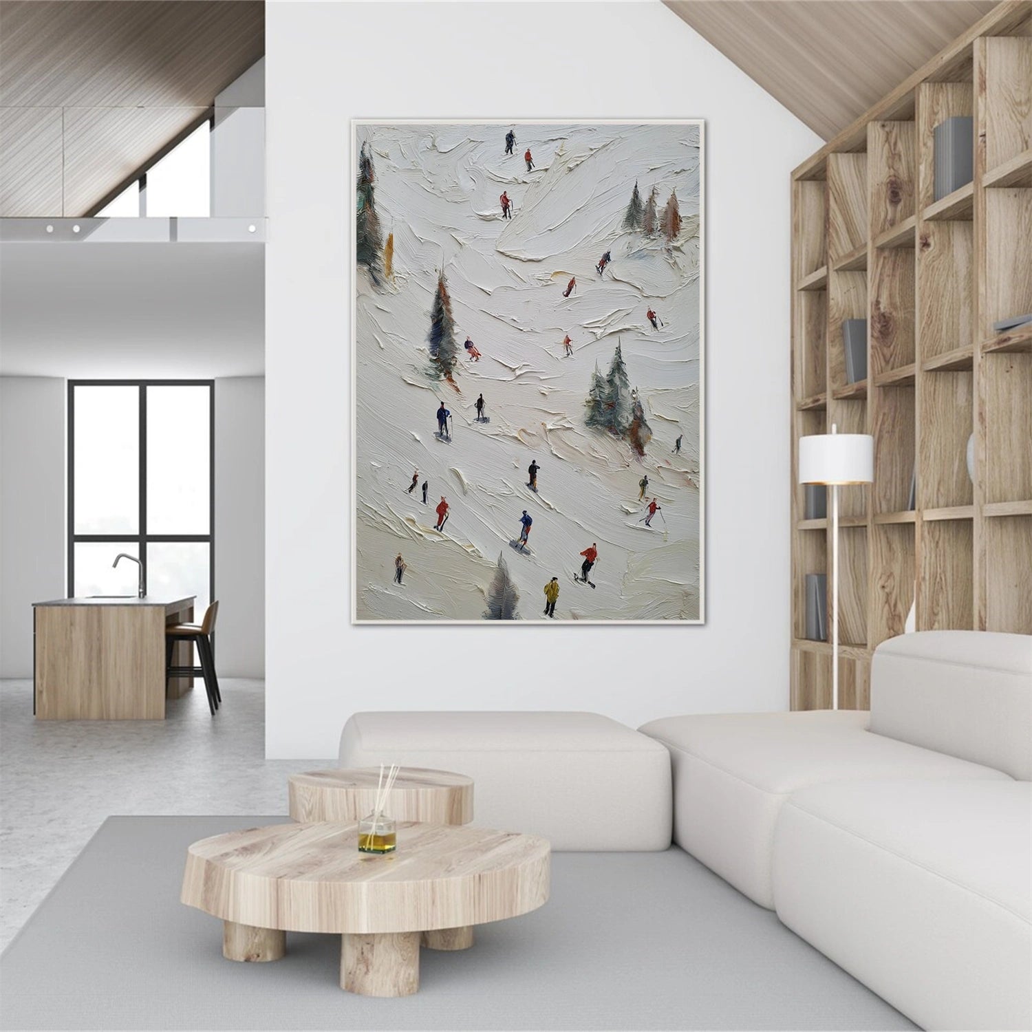 Skiing Sport Art Textured Painting Canvas # SA060
