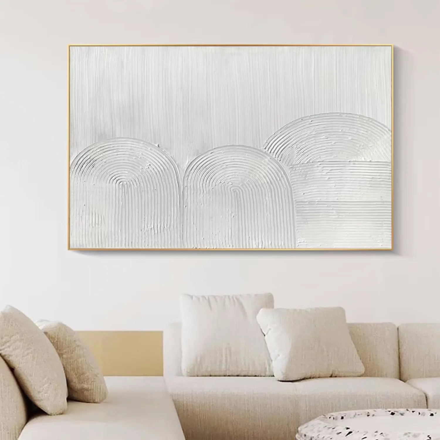 White Minimalist Textured Painting Canvas #MM280