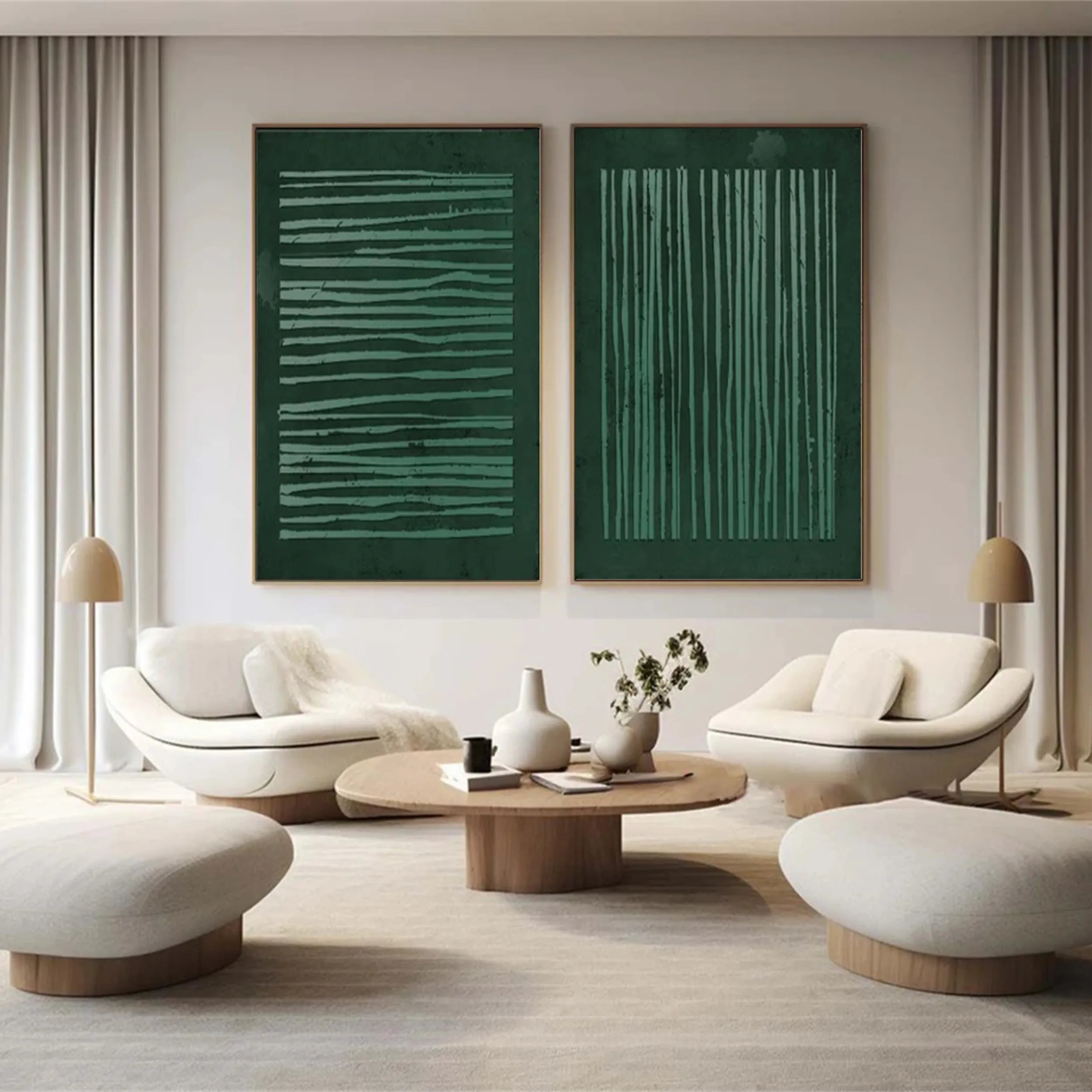Blue & Green Abstract Set of 2 #BG055