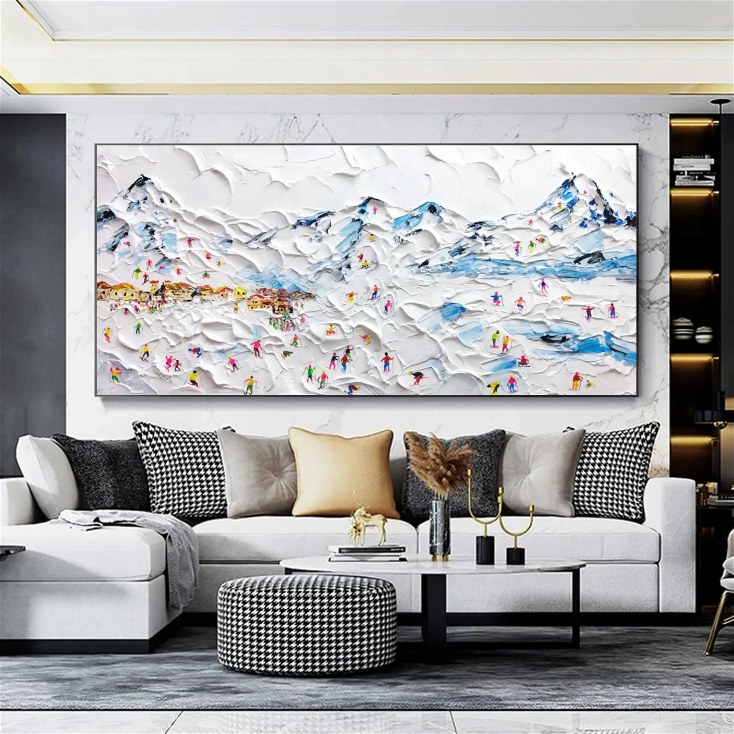 Skiing Sport Art Textured Painting Canvas #MM211