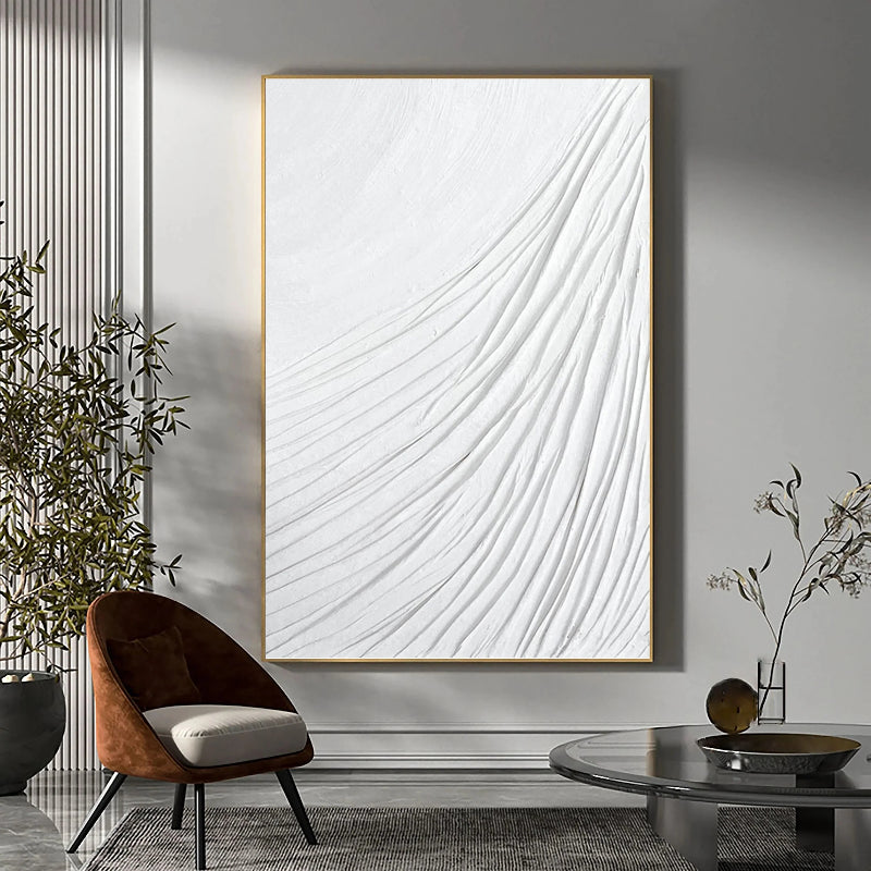 White Minimalist Textured Painting Canvas #MM040