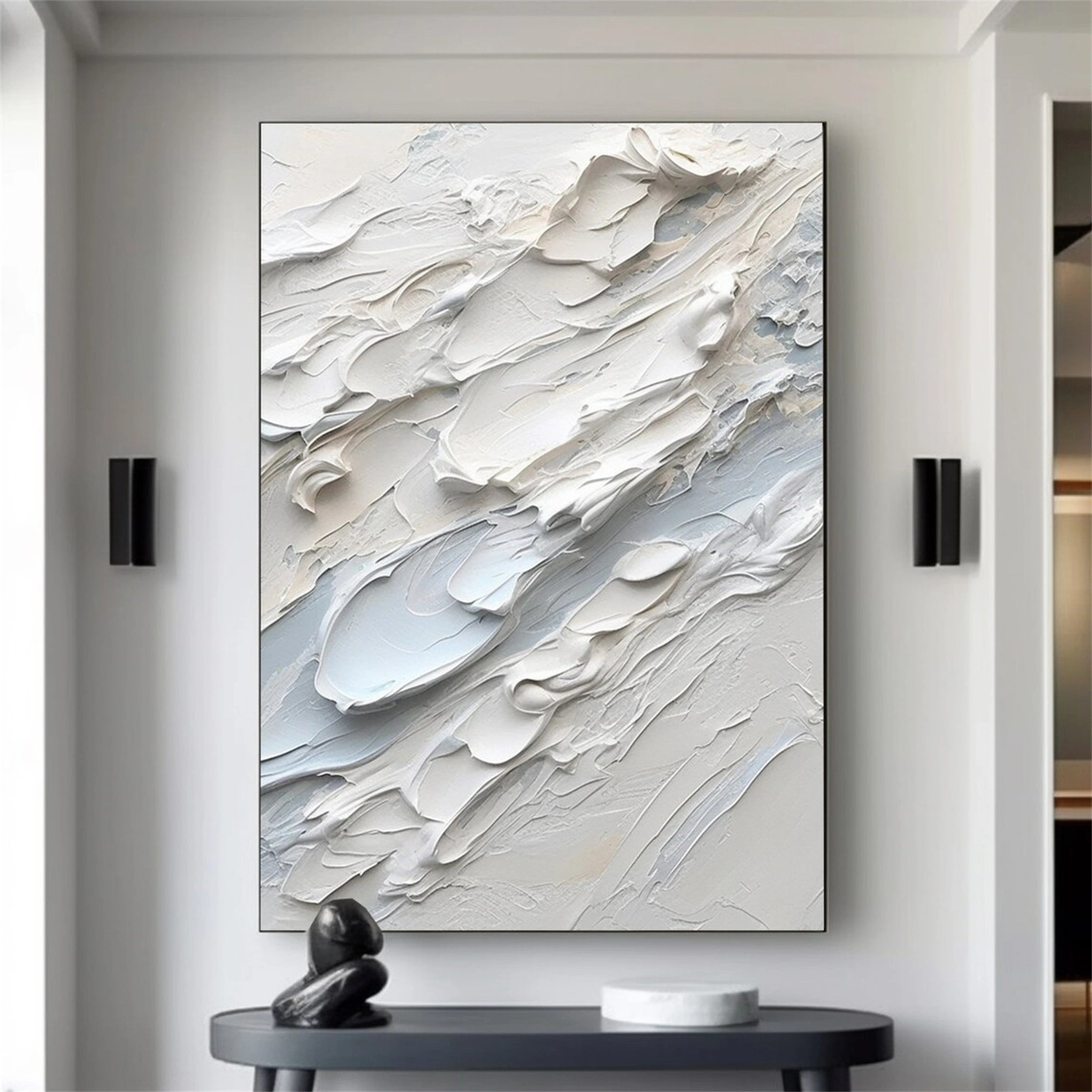White Minimalist Textured Painting Canvas #MM153